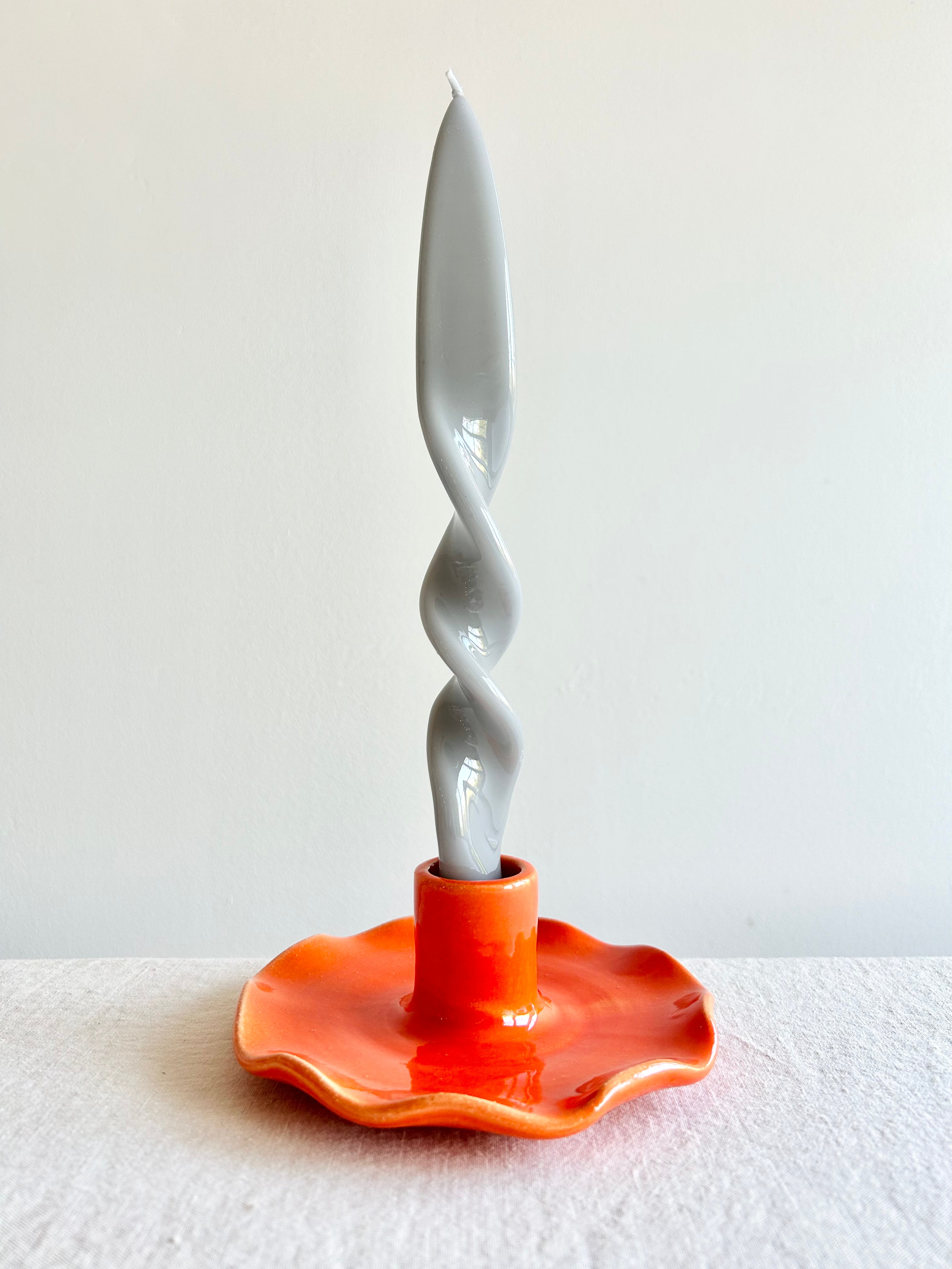 Demi Ruffle Candleholder - Tangerine