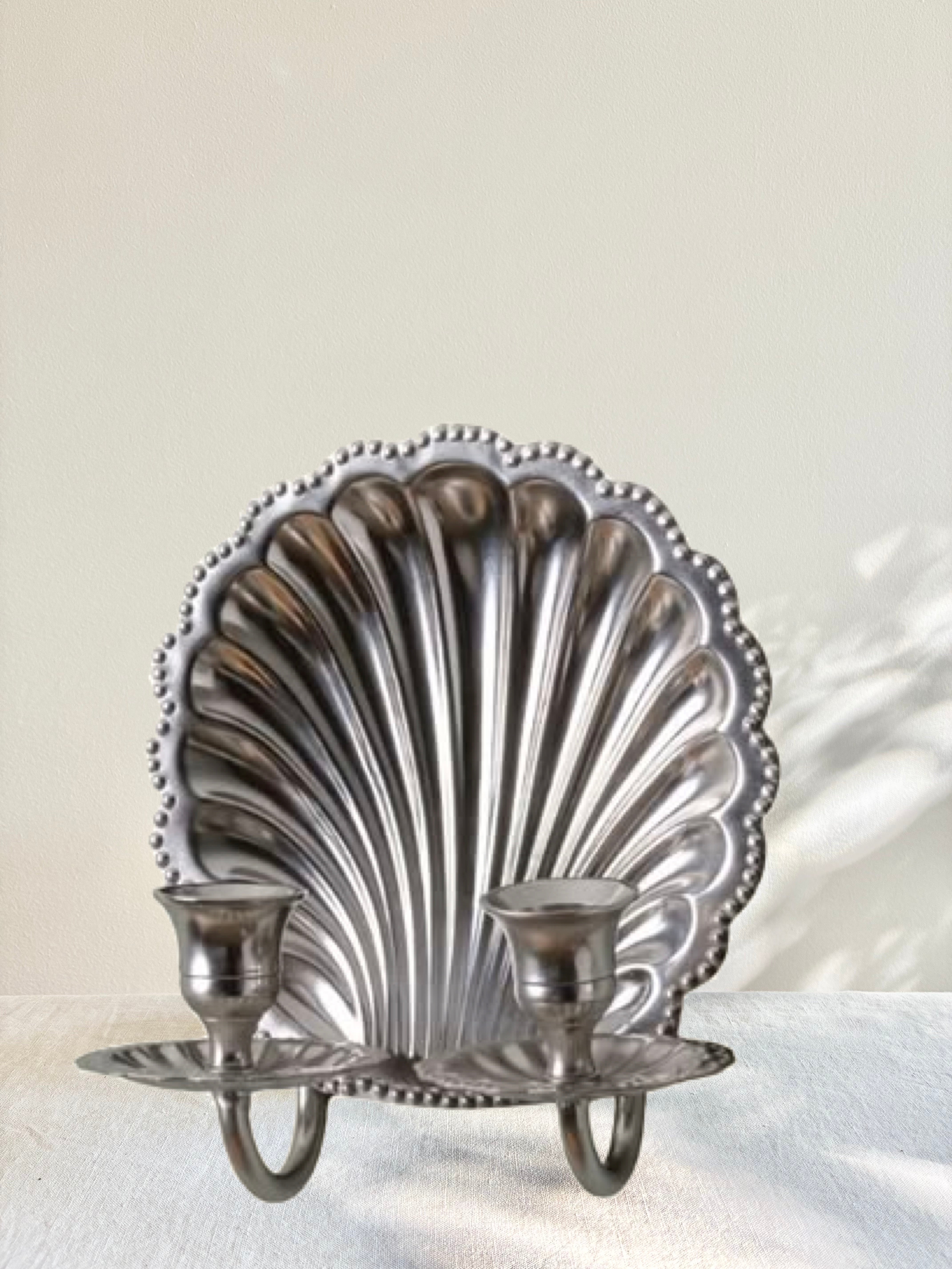 Scallop Shell Sconce Double - Chrome