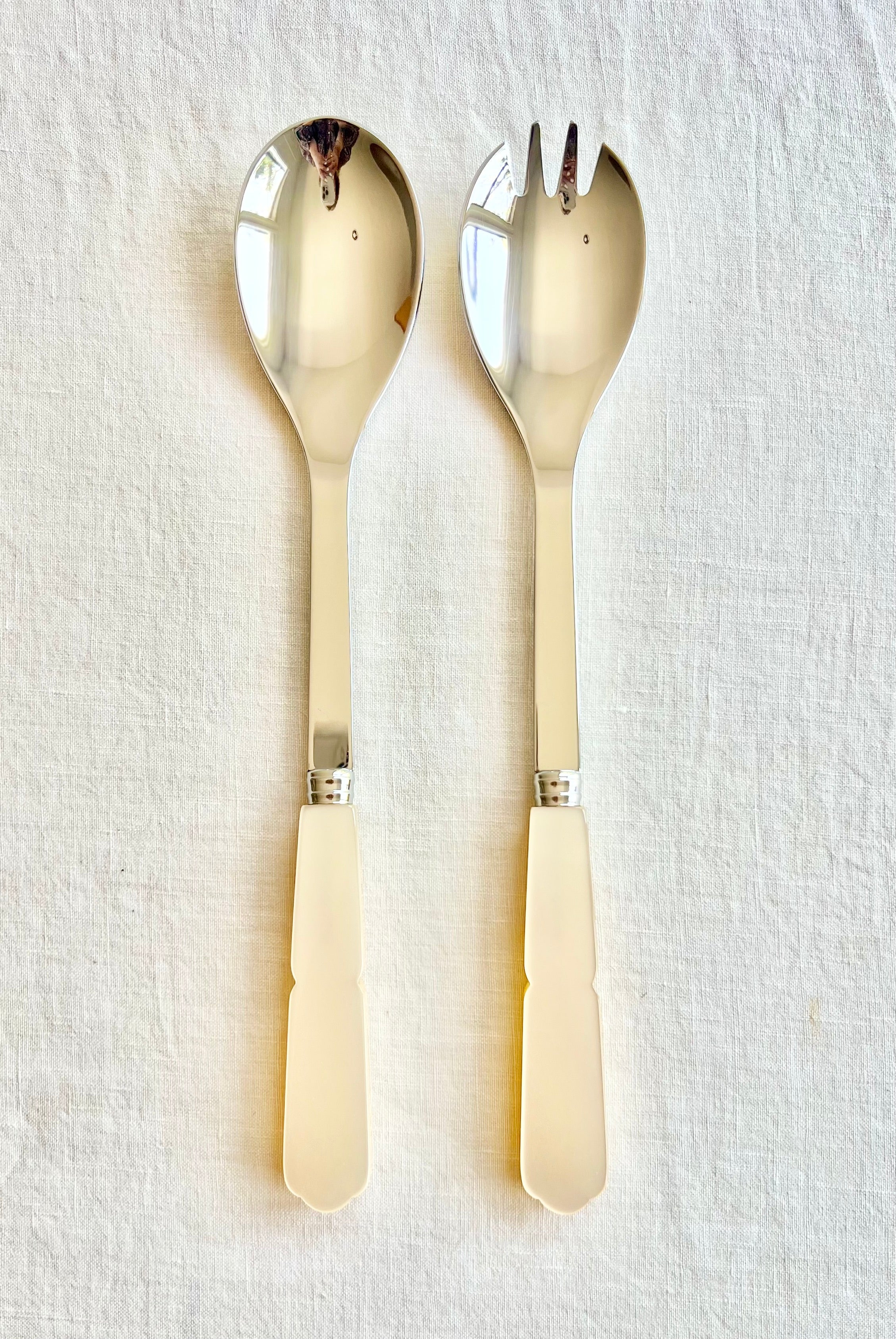 Gustave Salad Server Set - Pearl