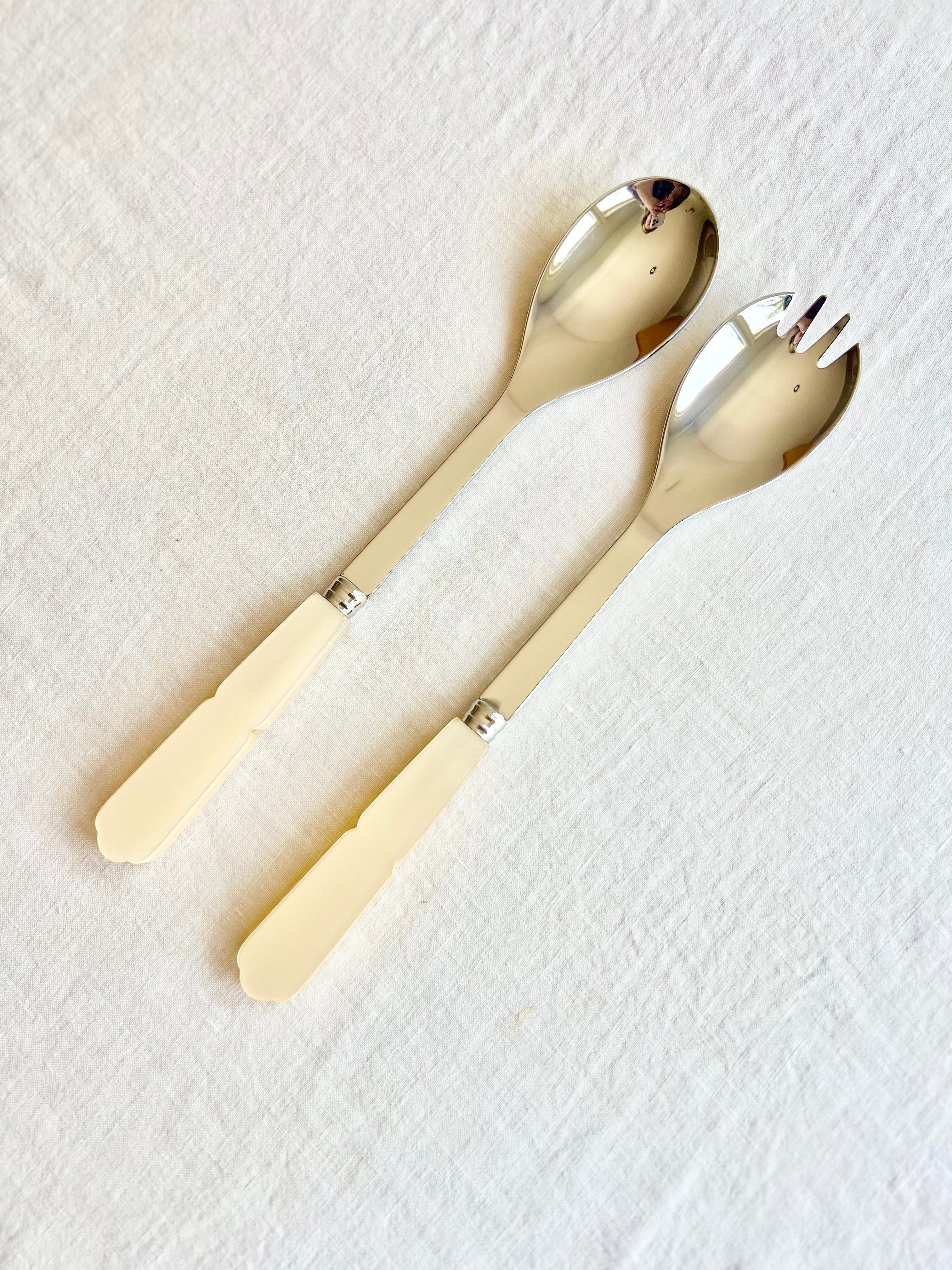 Gustave Salad Server Set - Pearl