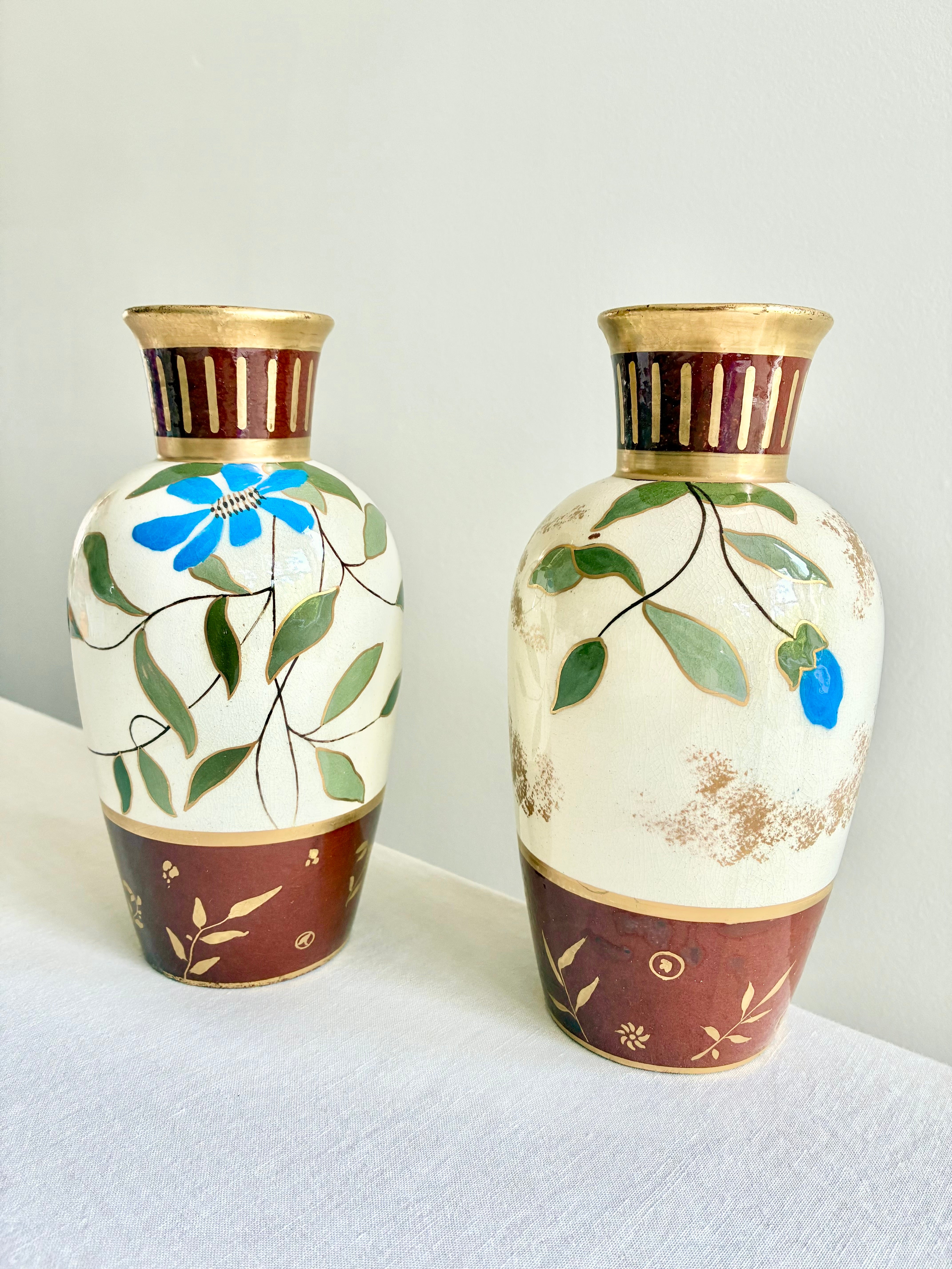 Historic Pair Wedgwood Clematis Vases