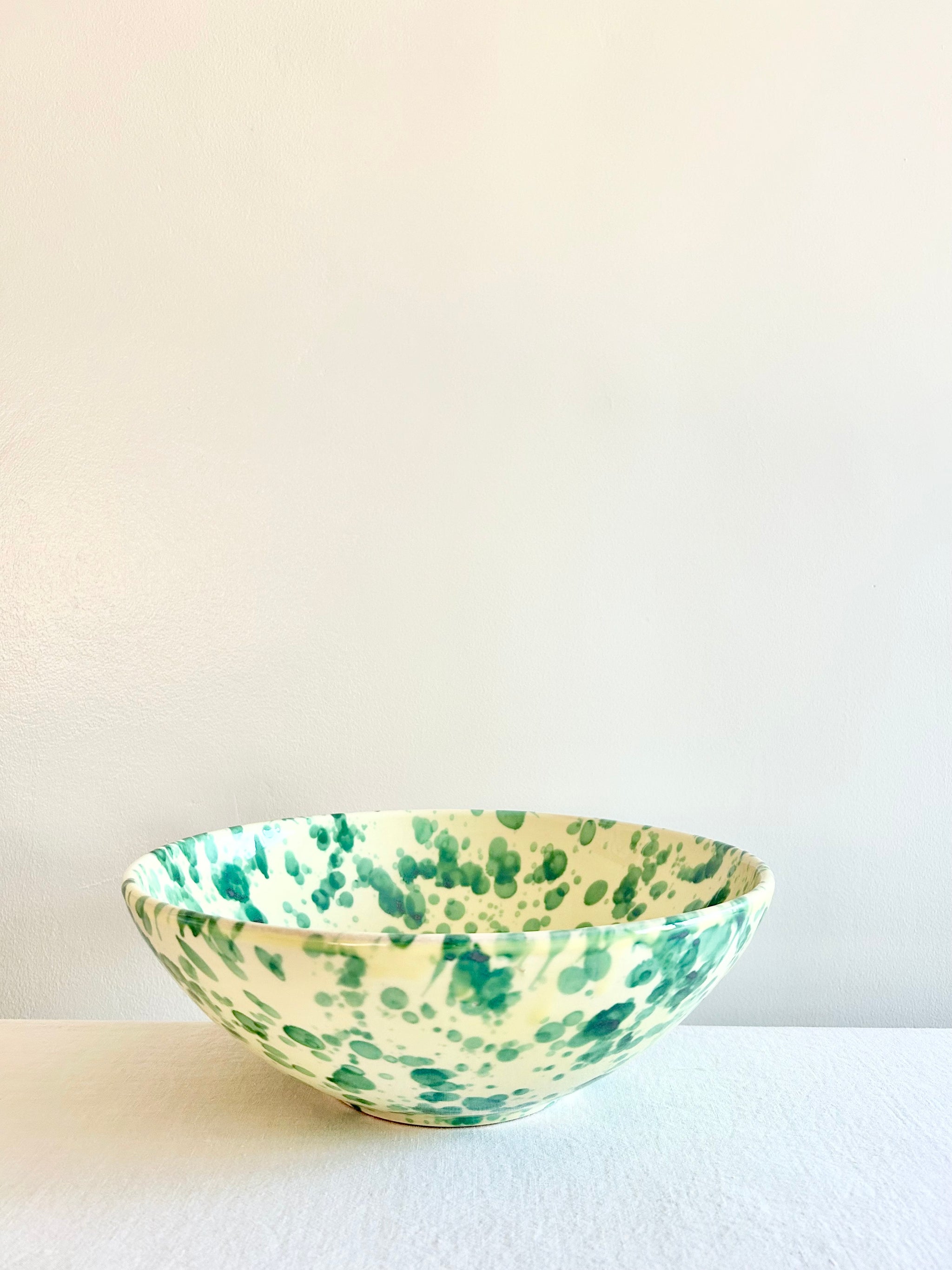 Pompeii Serving Bowl - Emerald & Cream 13"