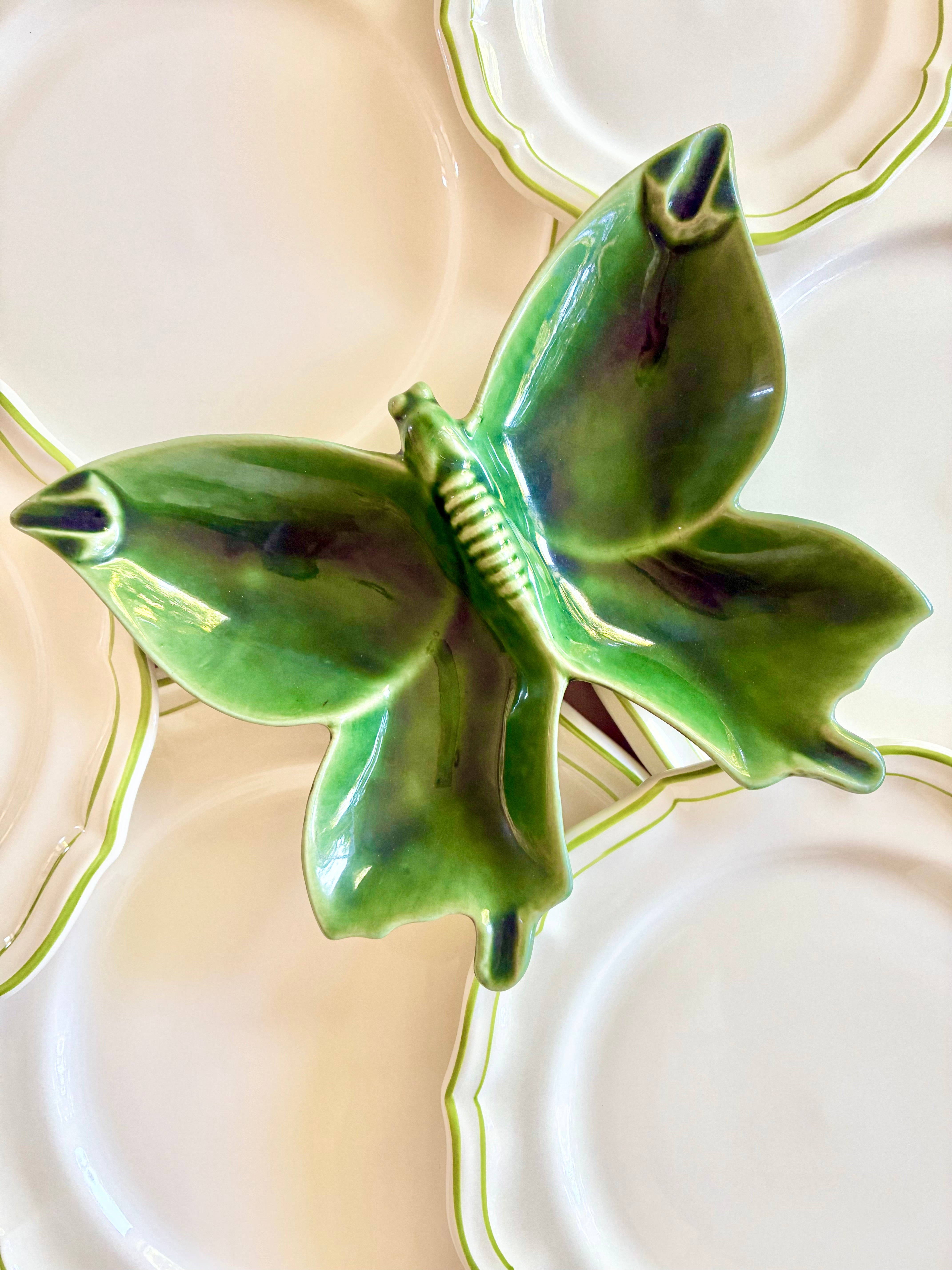 Historic Van Briggle Butterfly Vide Poche - Green