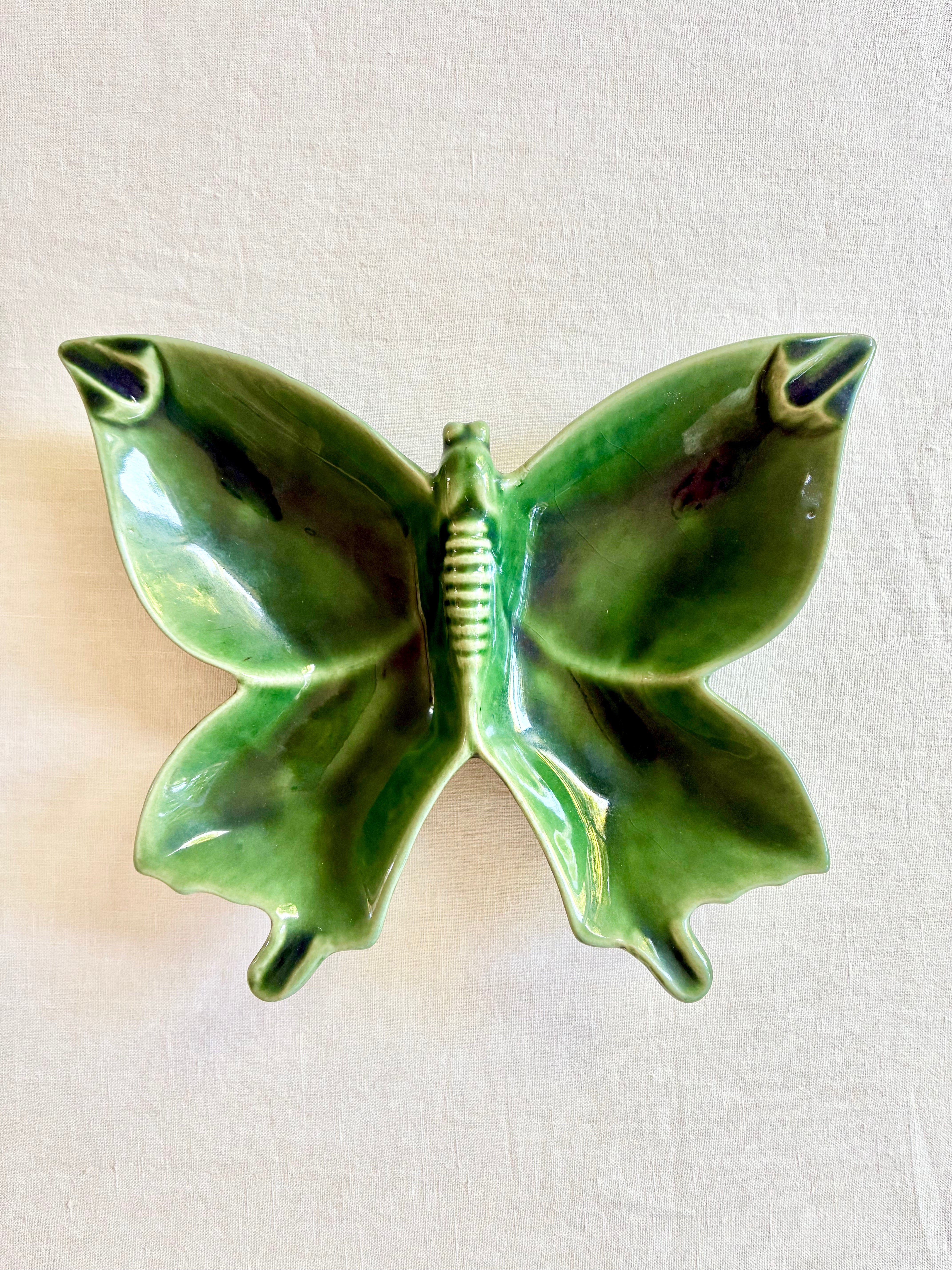 Historic Van Briggle Butterfly Vide Poche - Green