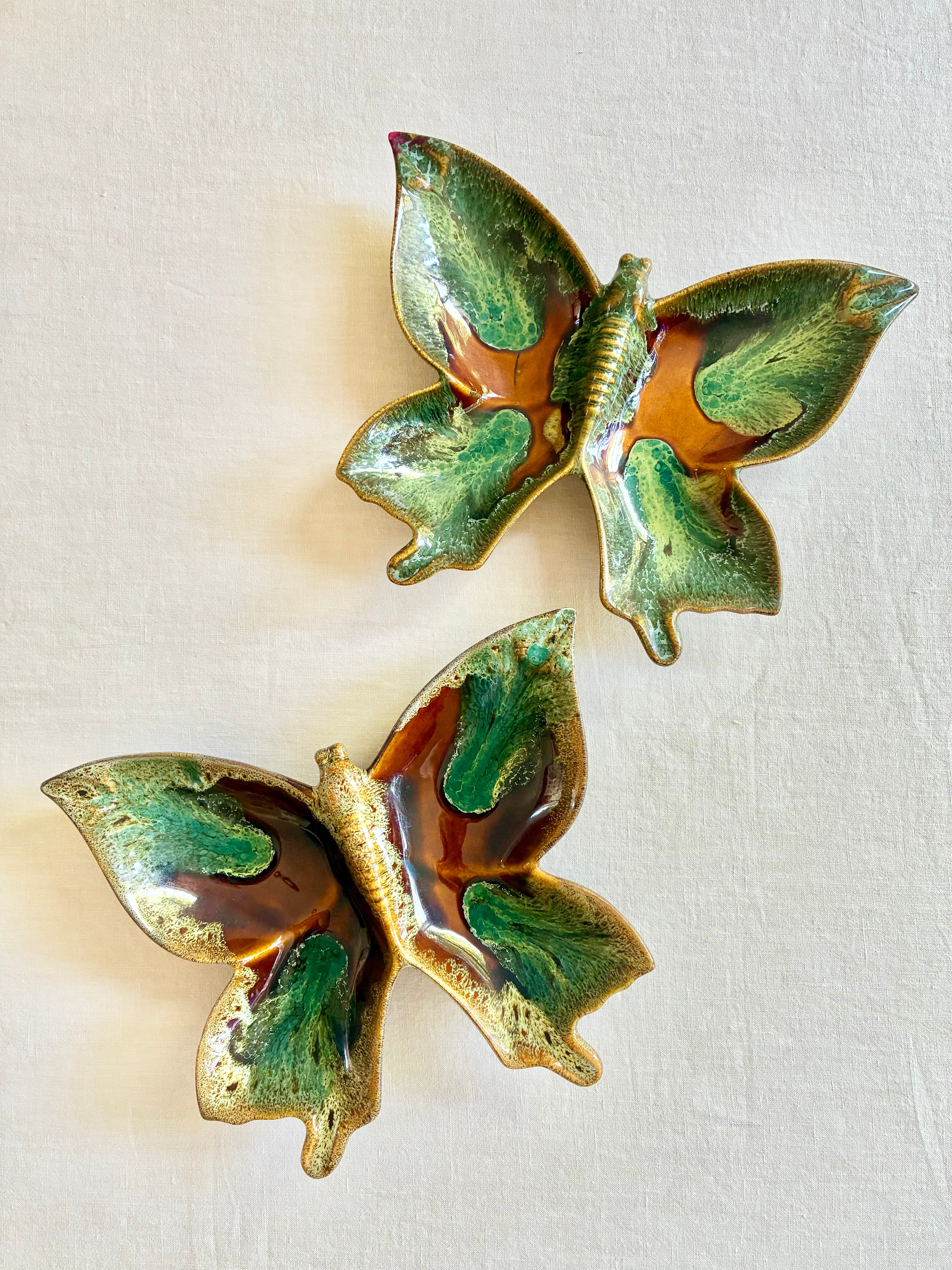 Historic Van Briggle Butterfly Vide Poche - Set of 2