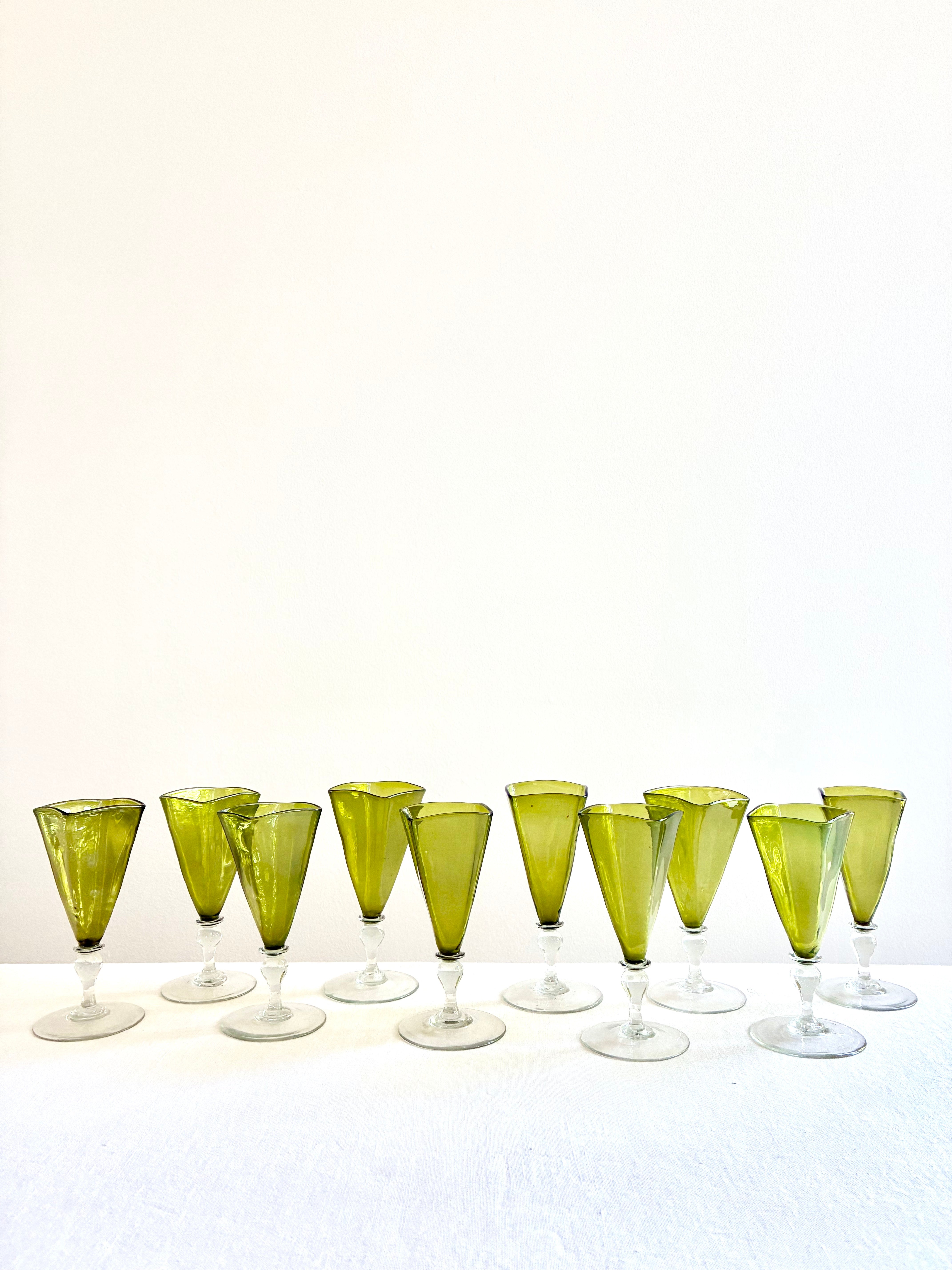 Historic Olive Cordial Goblets - S/10