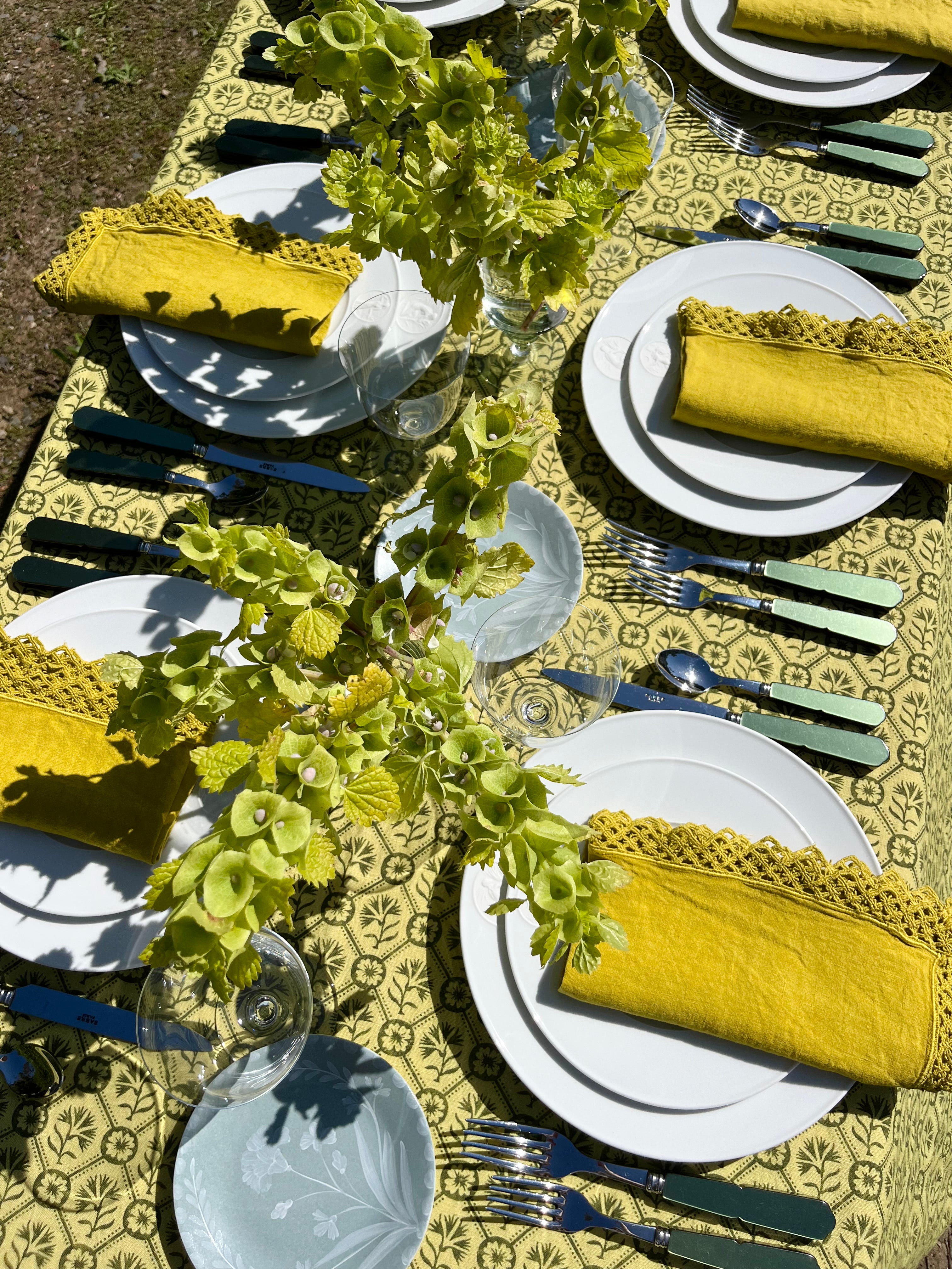 Dentelle Domino Tablecloth - Viridian