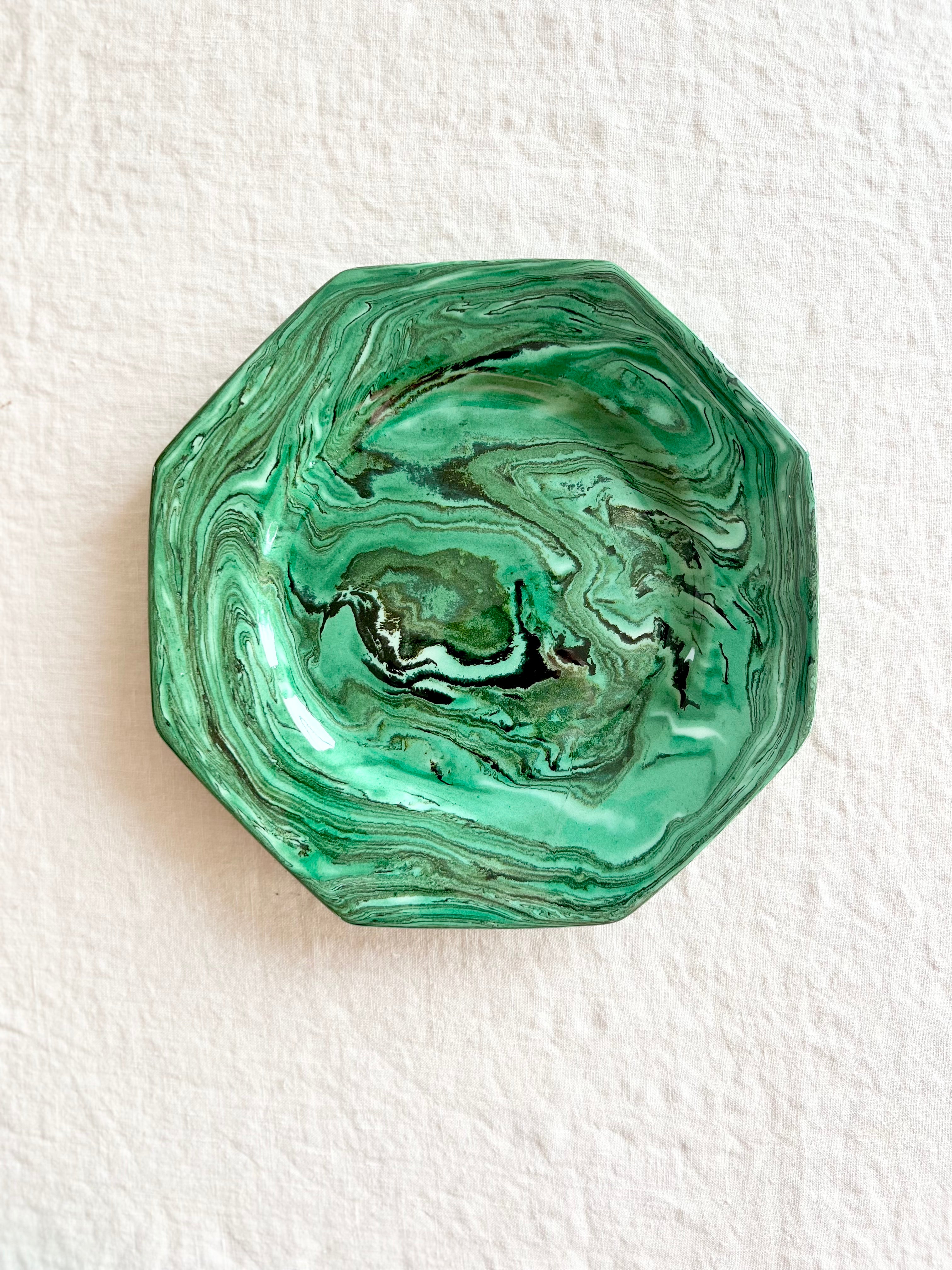 Terre Mêlée Octagon Salad Plate - Malachite