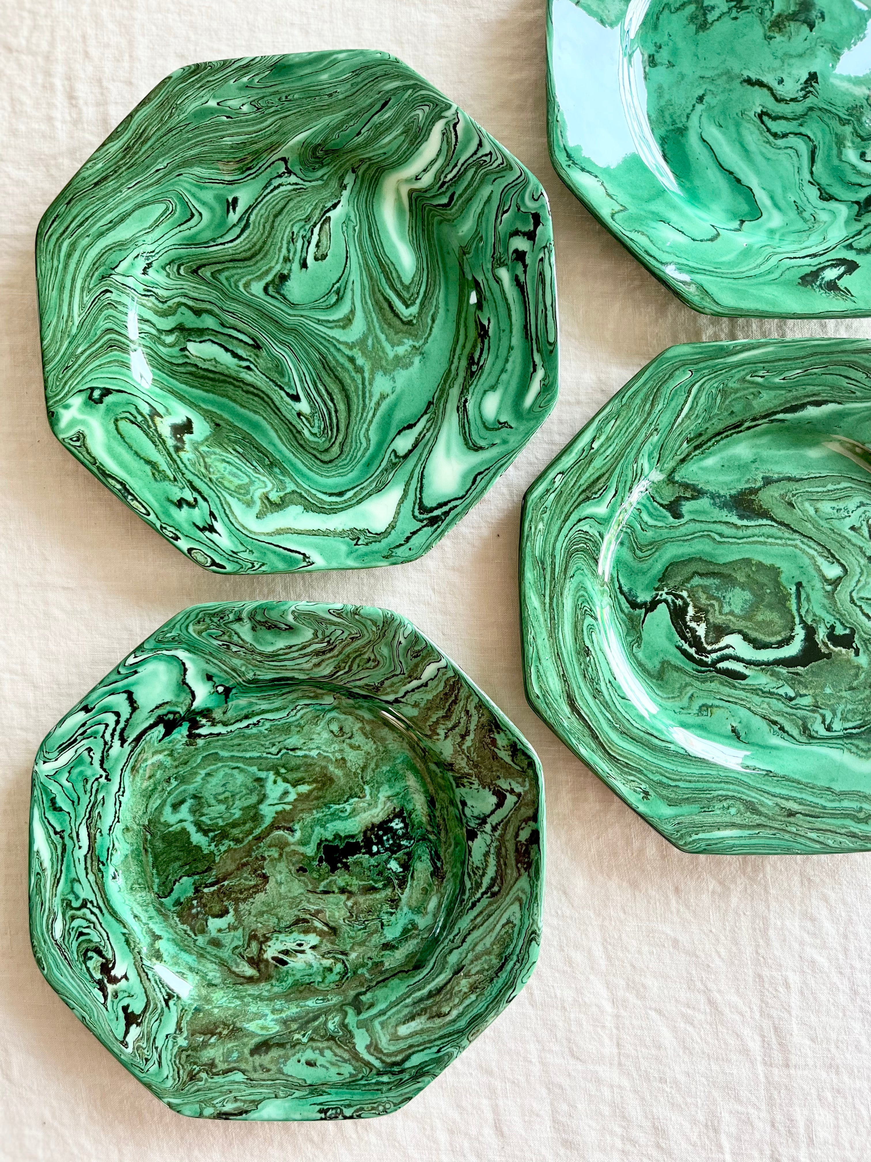 Terre Mêlée Octagon Salad Plate - Malachite