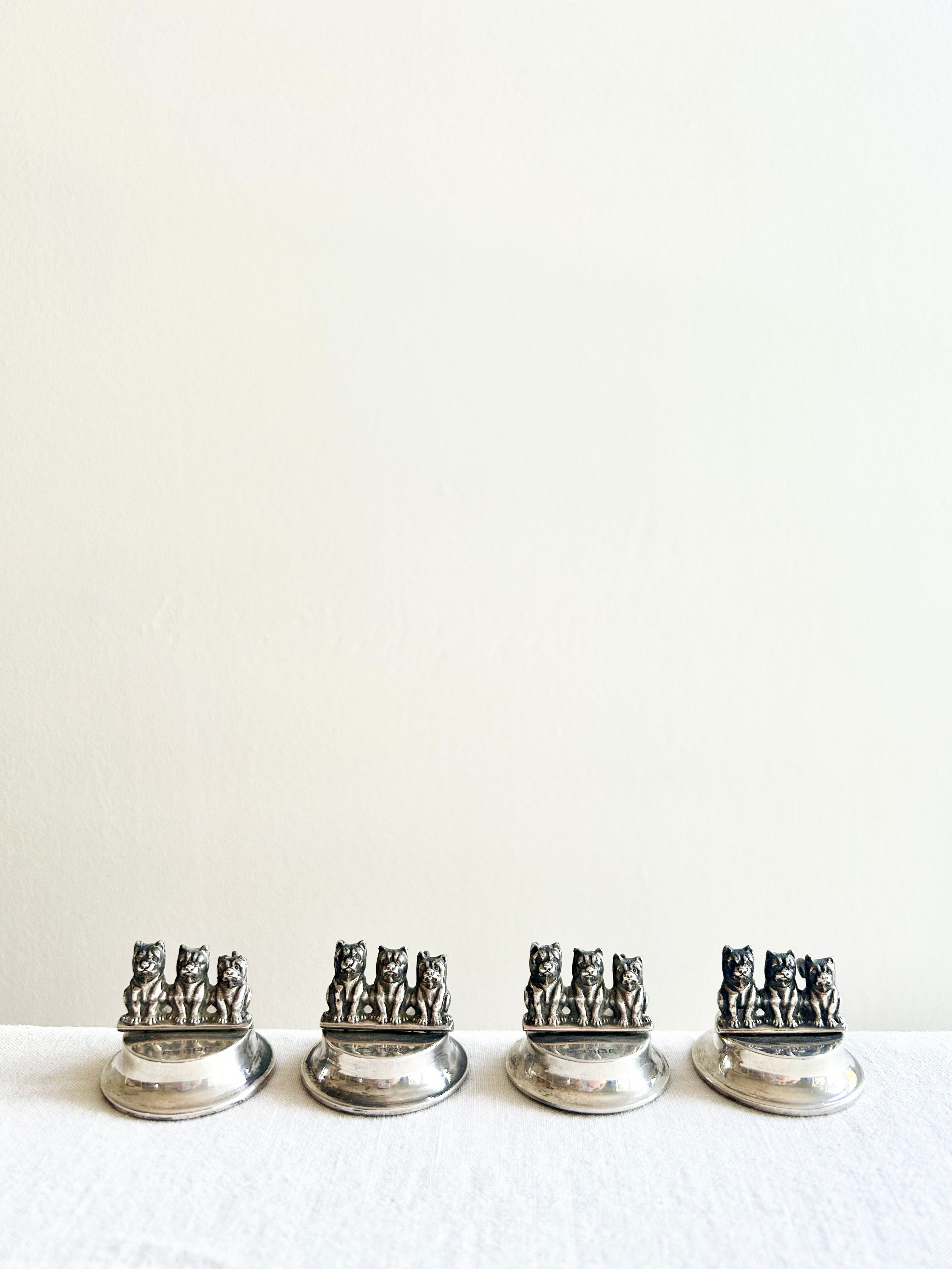 Historic Silver Dog Menu Holders S/4