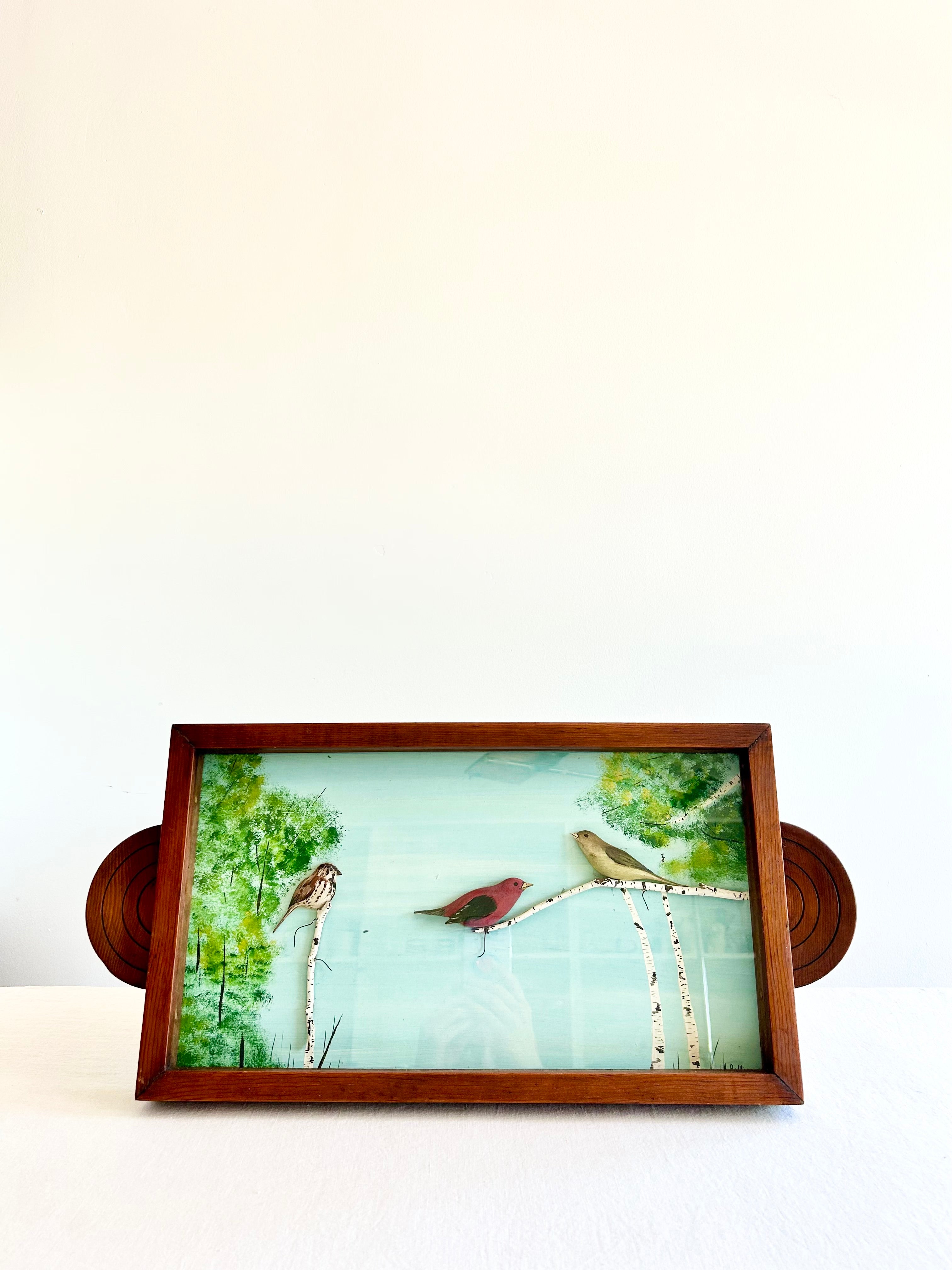 Historic Framed Painted Bird Folk Art