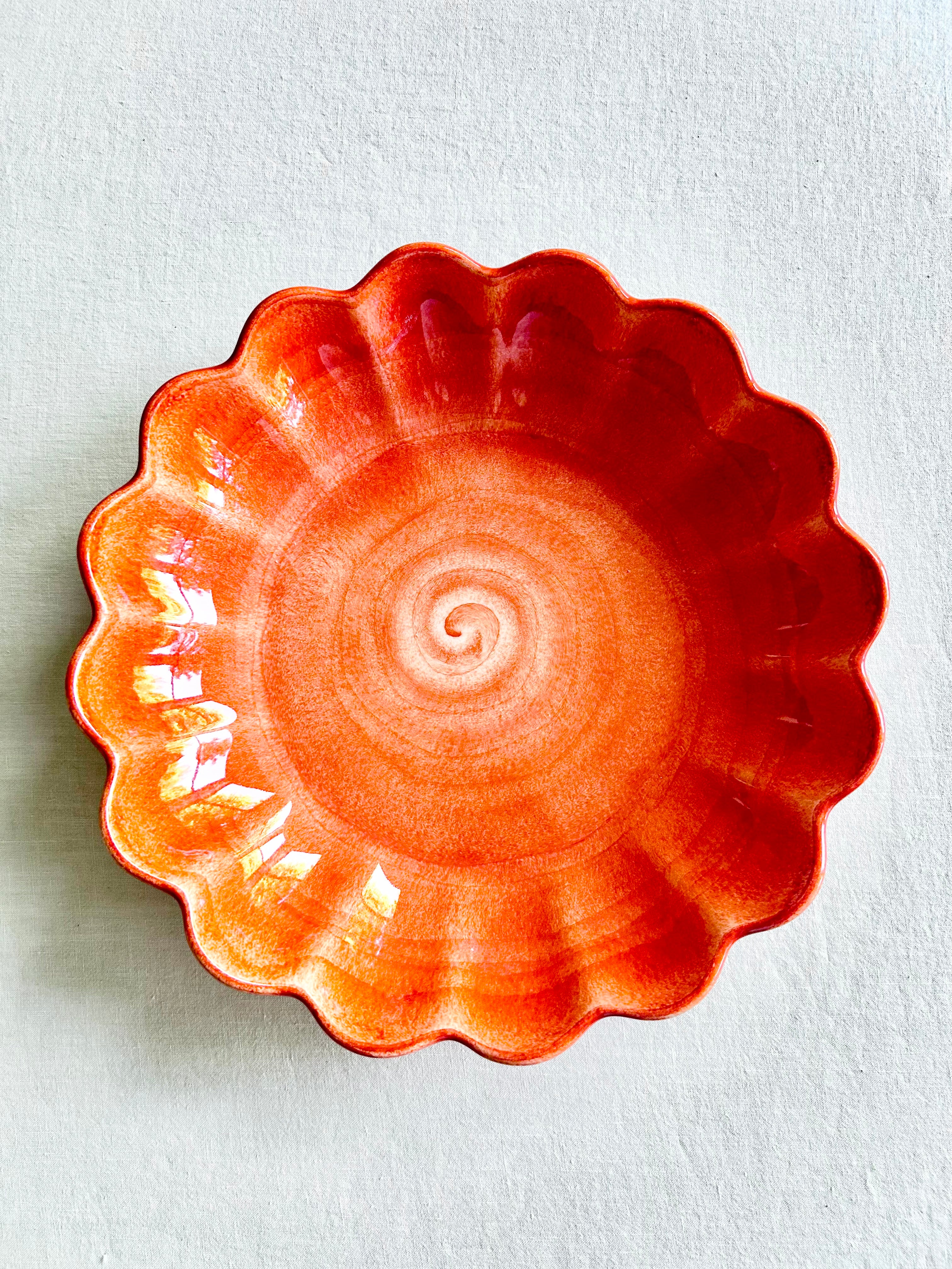 Oyster Oval  Serving Bowl 12" - Tangerine