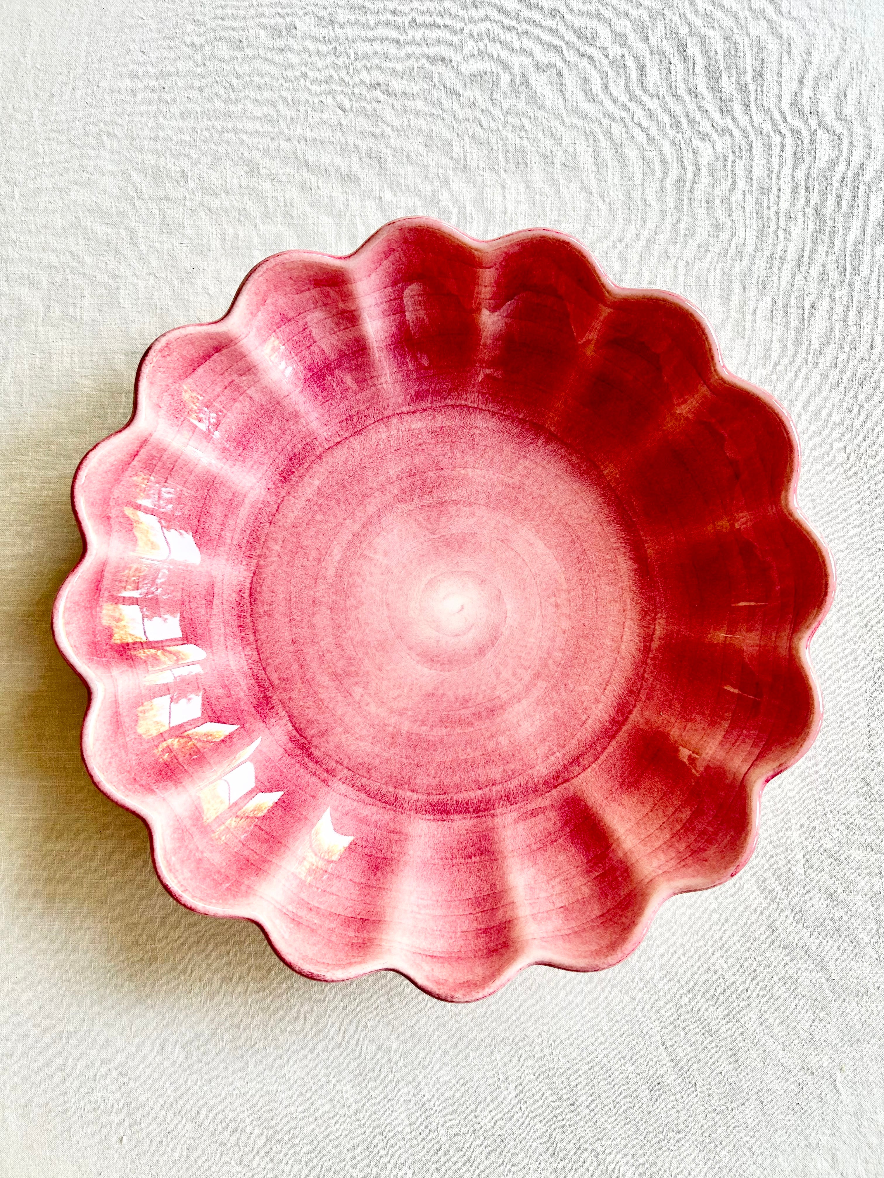 Oyster Oval  Serving Bowl 12" -Raspberry
