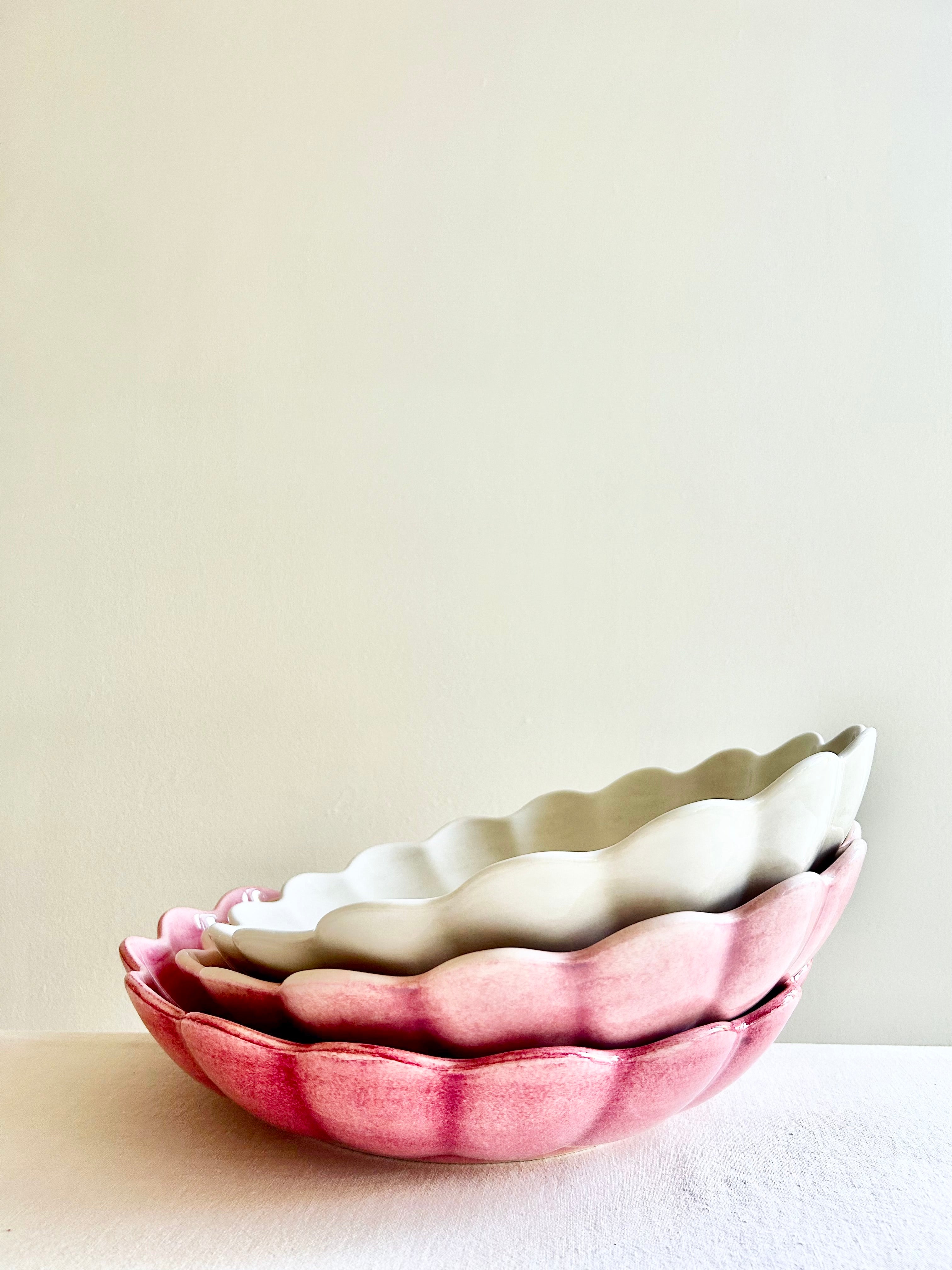 Oyster Oval  Serving Bowl 12" -Raspberry