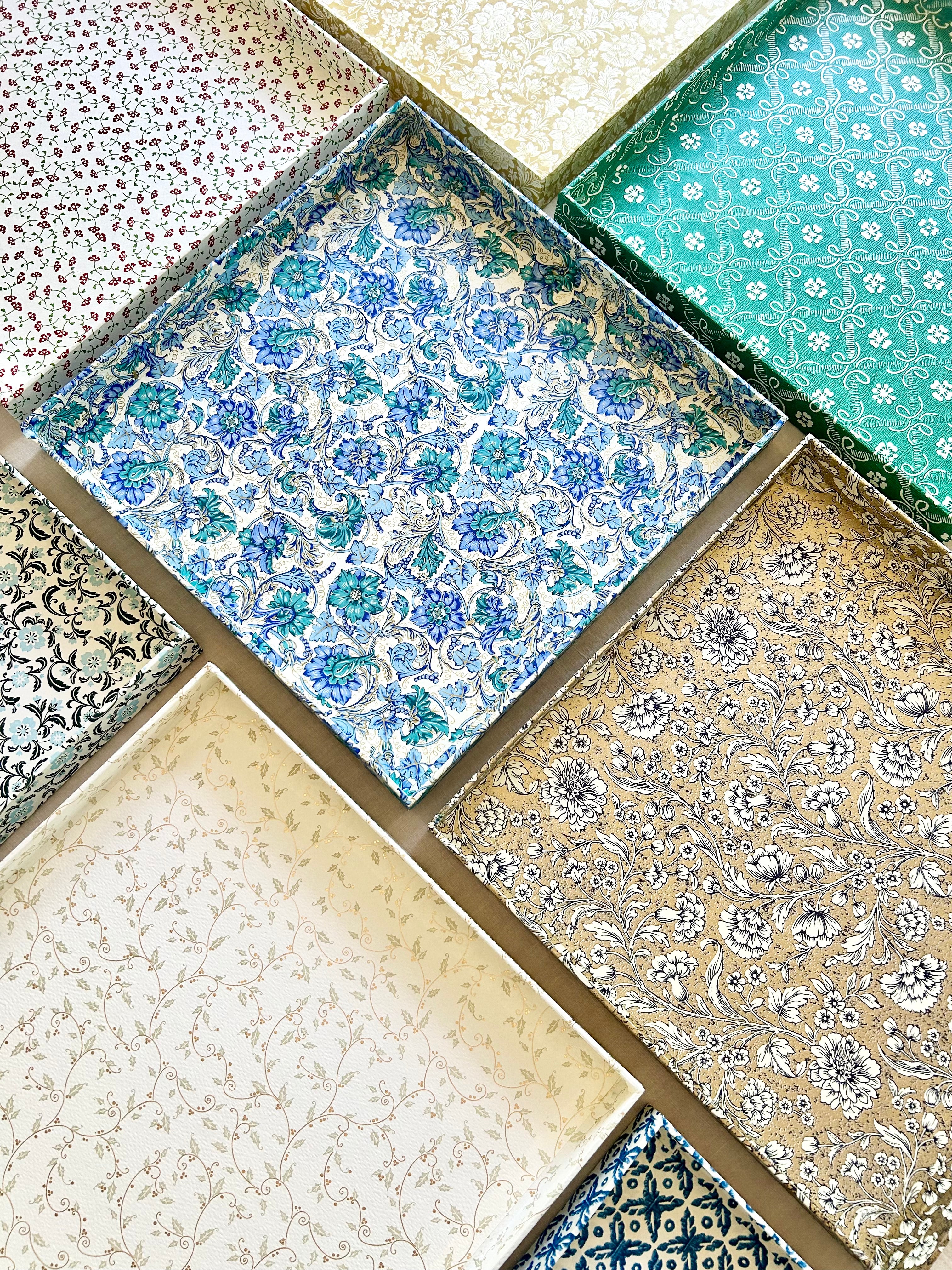 Sola Italian Paper Trays -  12" Blue Chintz