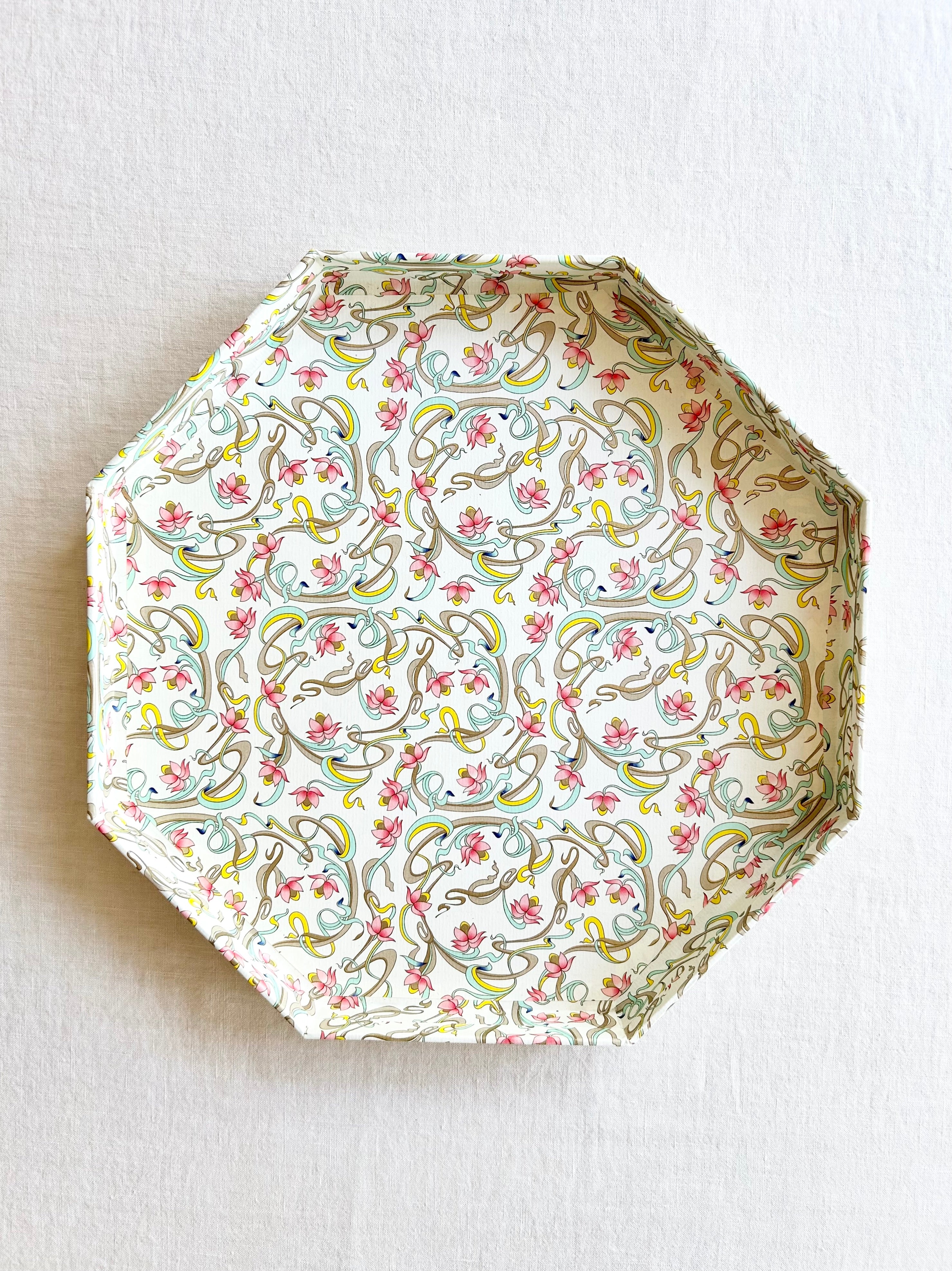 Octagon Italian Paper Tray -  12"  Nouveau Rose