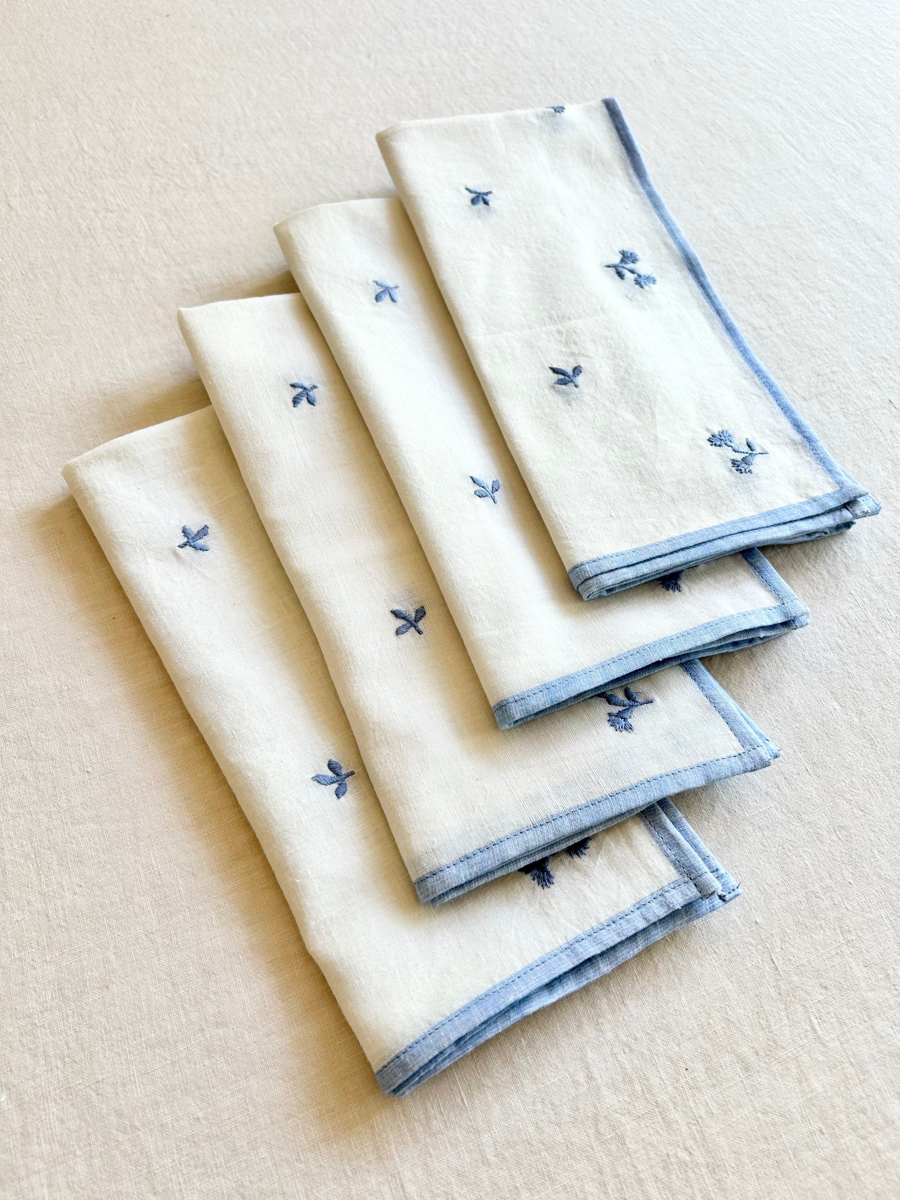 Louisa Embroidered Napkins - Delphinum S/4