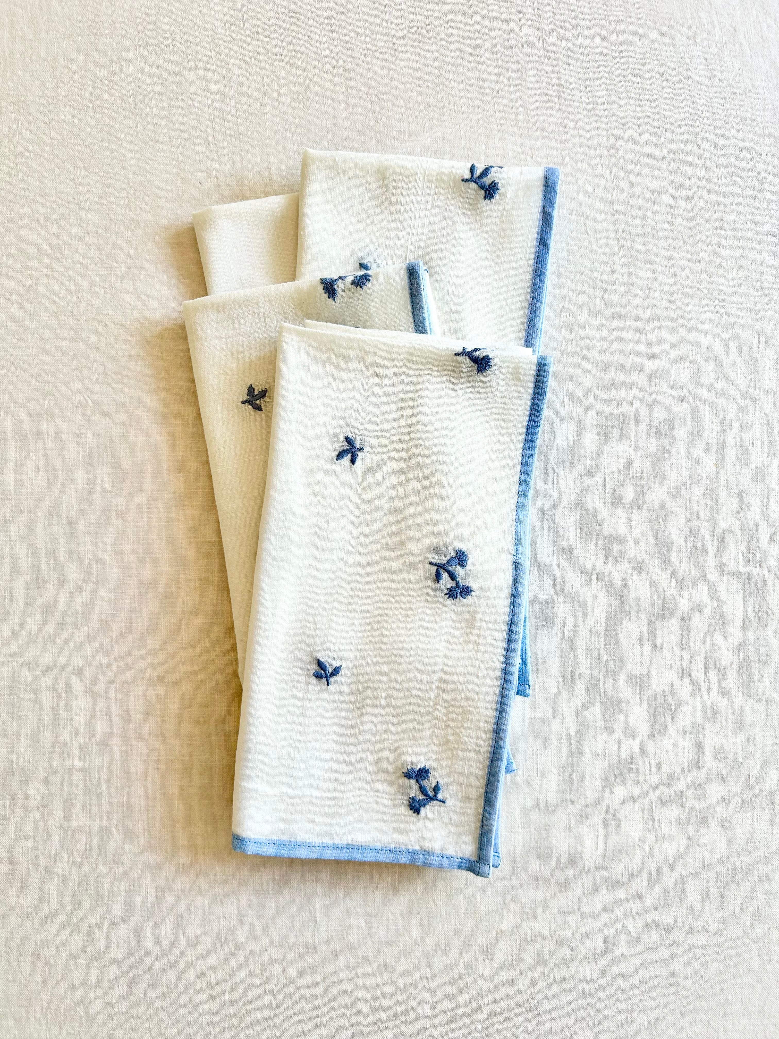 Louisa Embroidered Napkins - Delphinum S/4