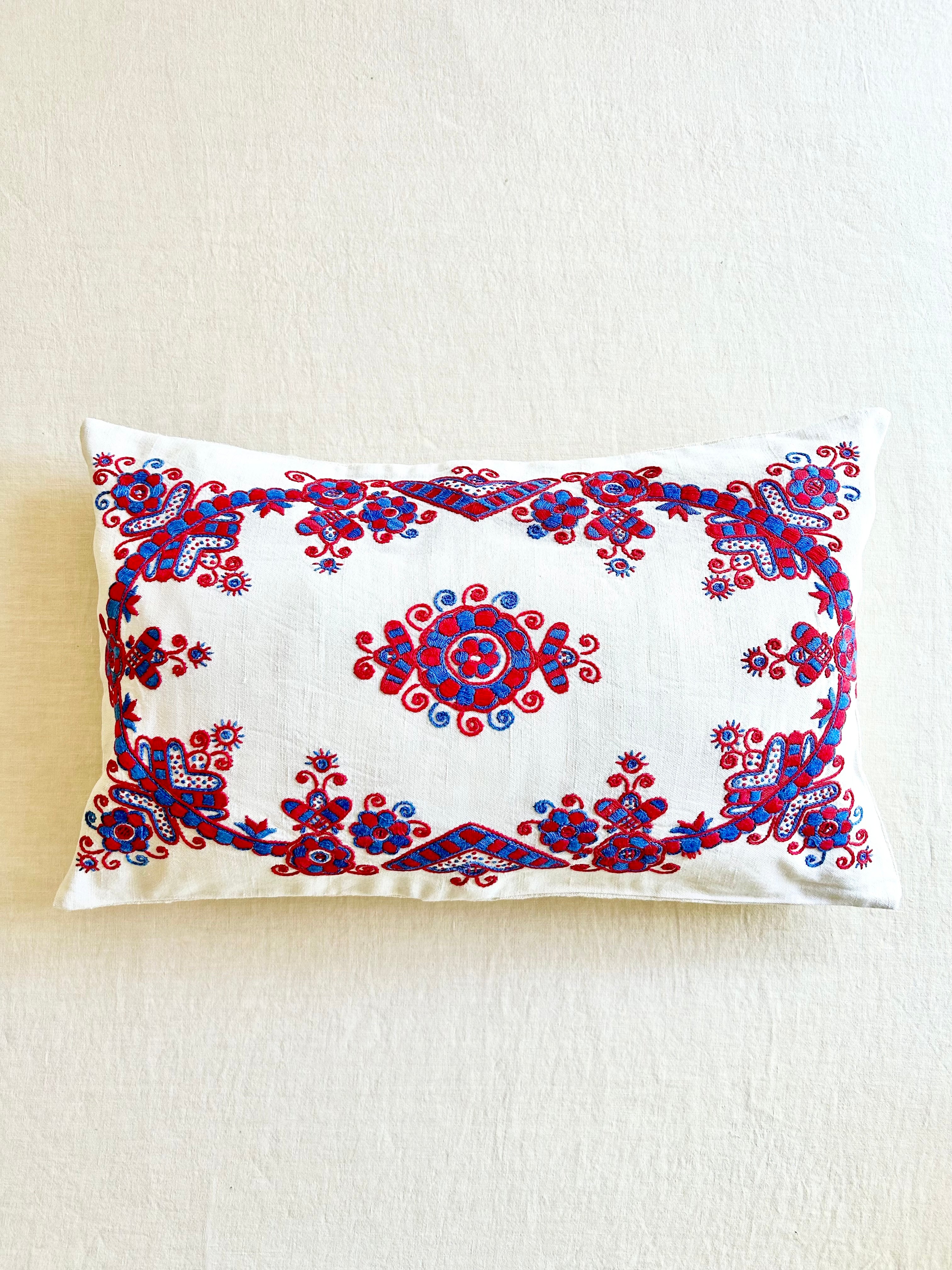 Historic Romanian Embroidered Pillow