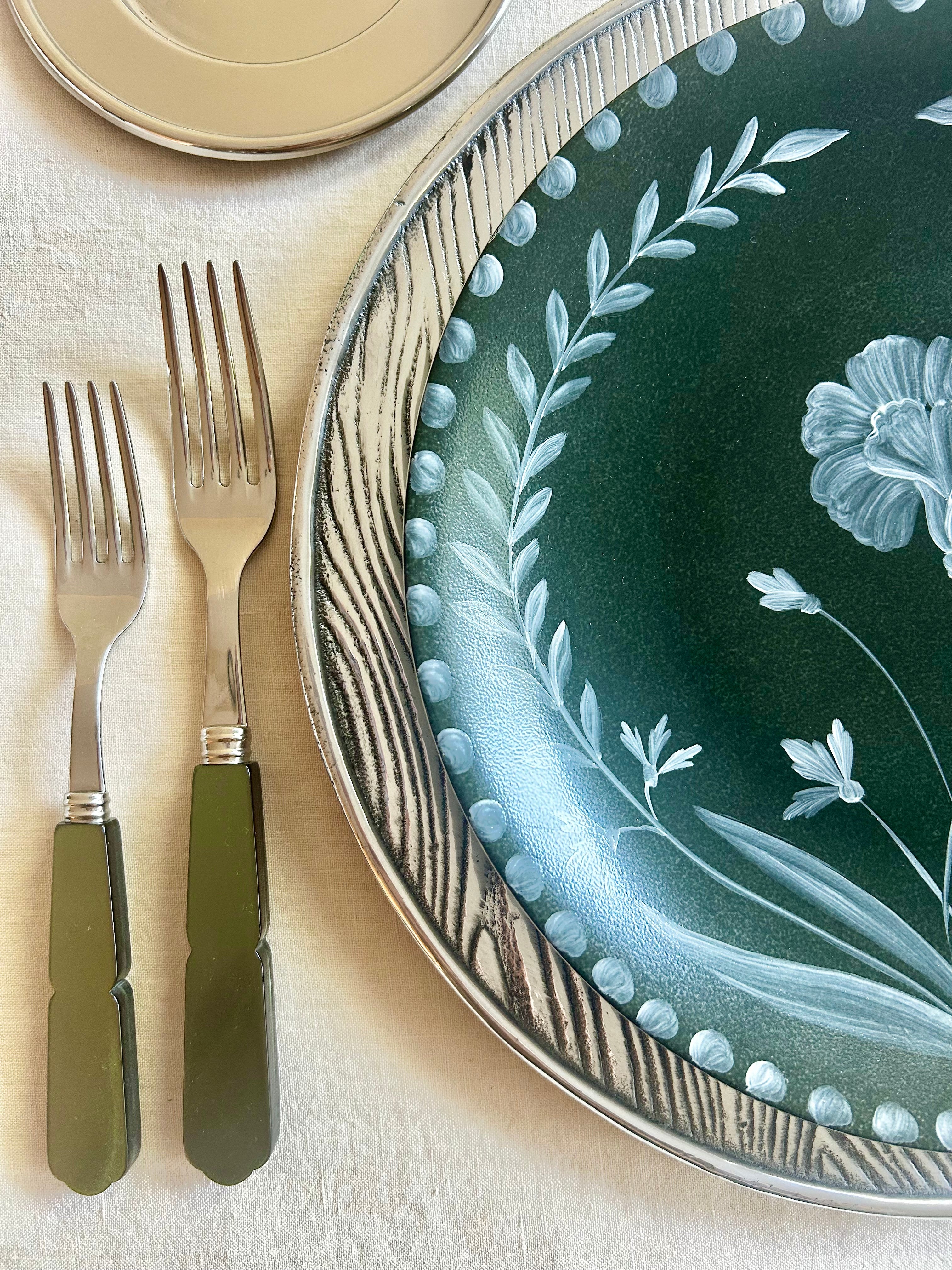 Faux Bois Pewter Charger