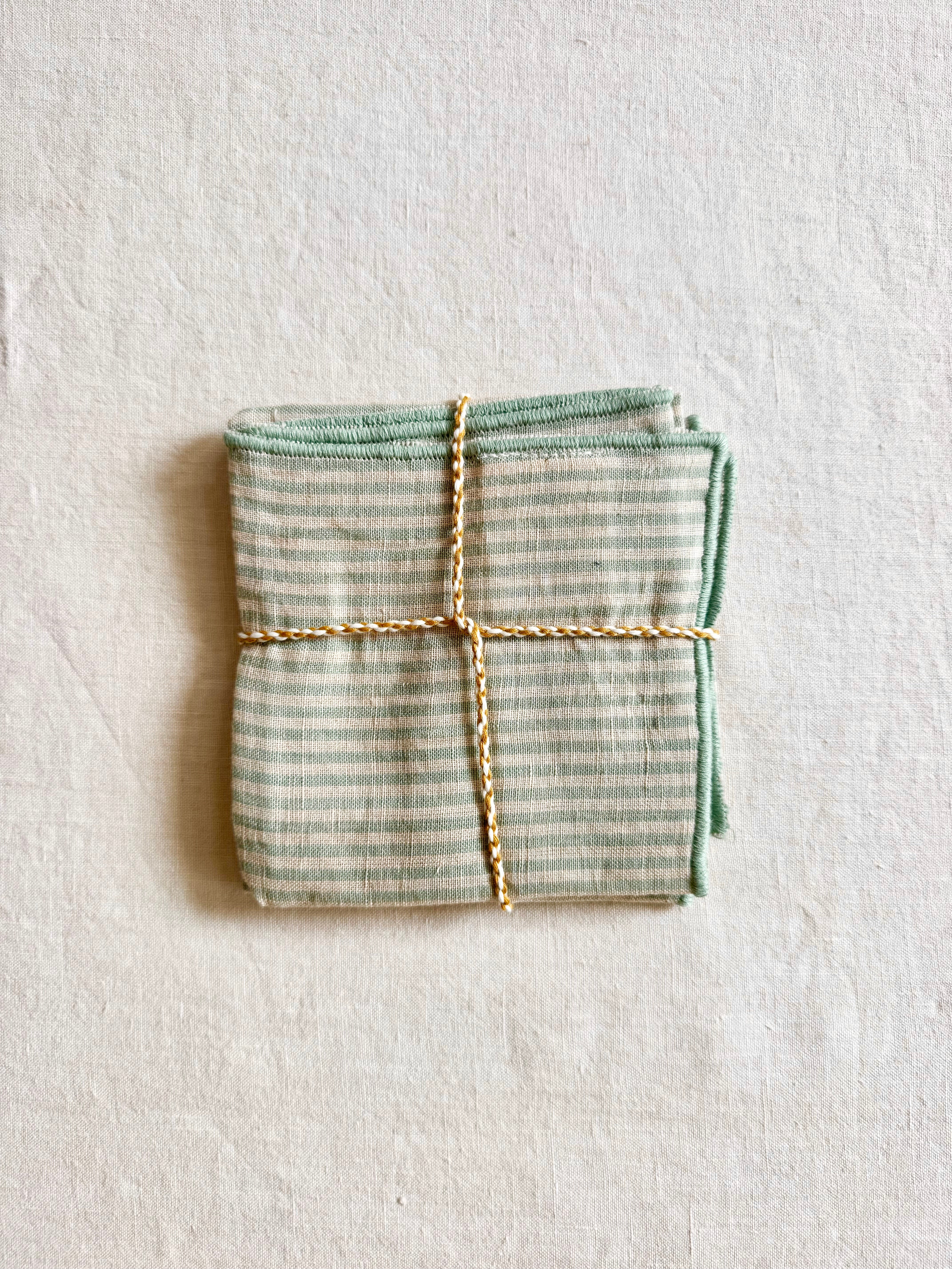 Chandra Napkins - Blue Green Stripe - S/2