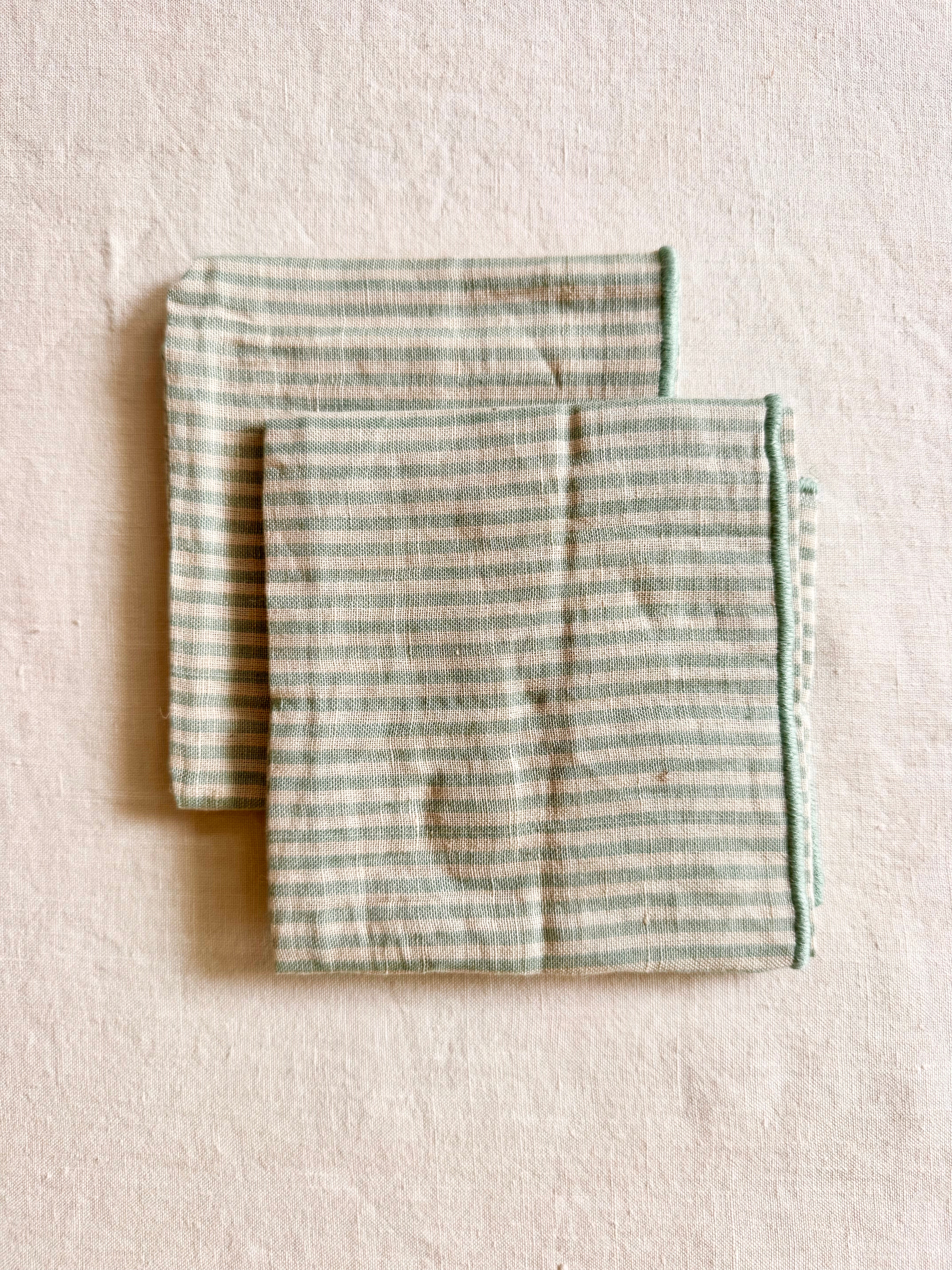 Chandra Napkins - Blue Green Stripe - S/2