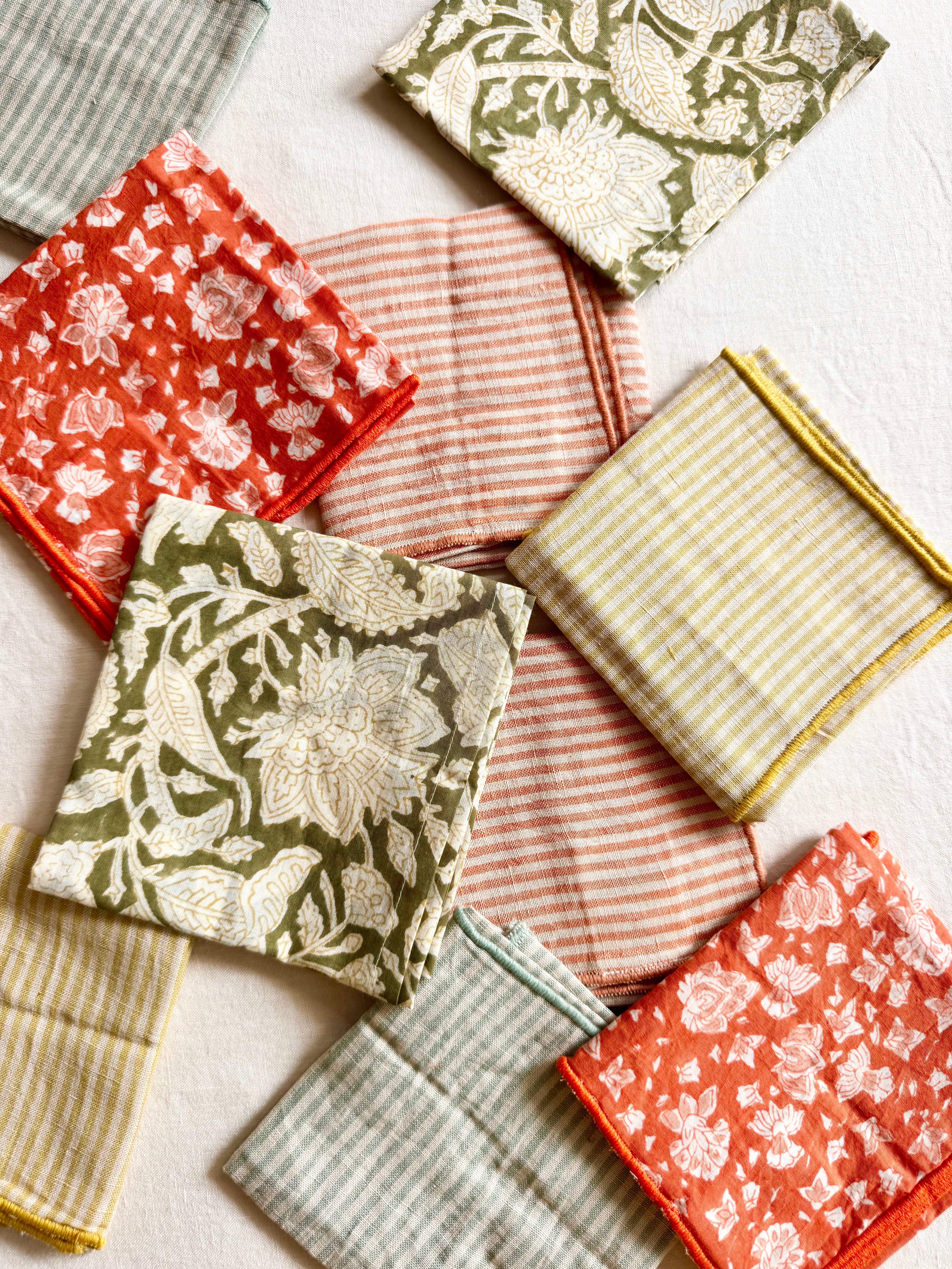 Chandra Napkins - Blue Green Stripe - S/2
