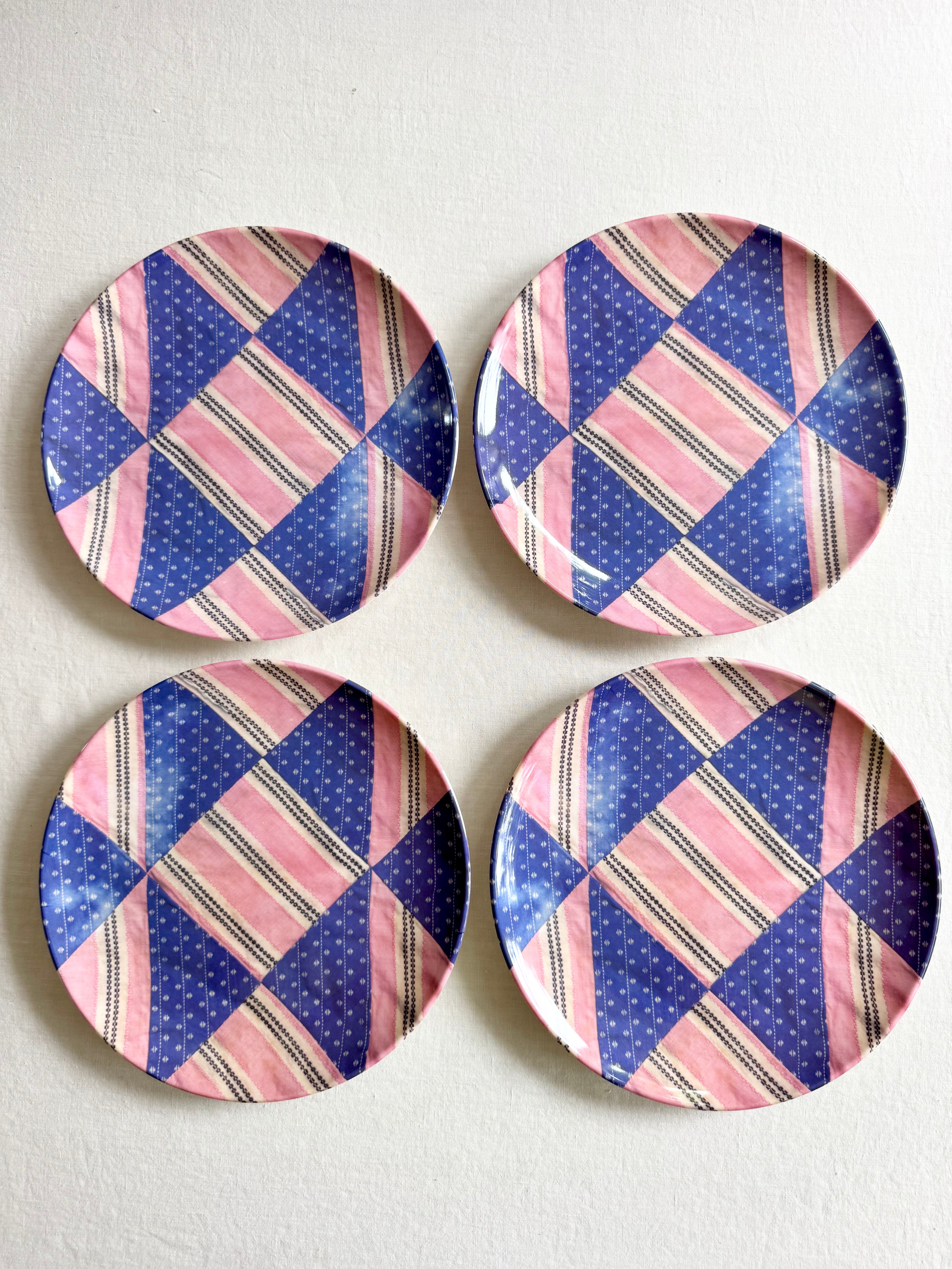Quilted Dakota Melamine Dinner Plates - S/4