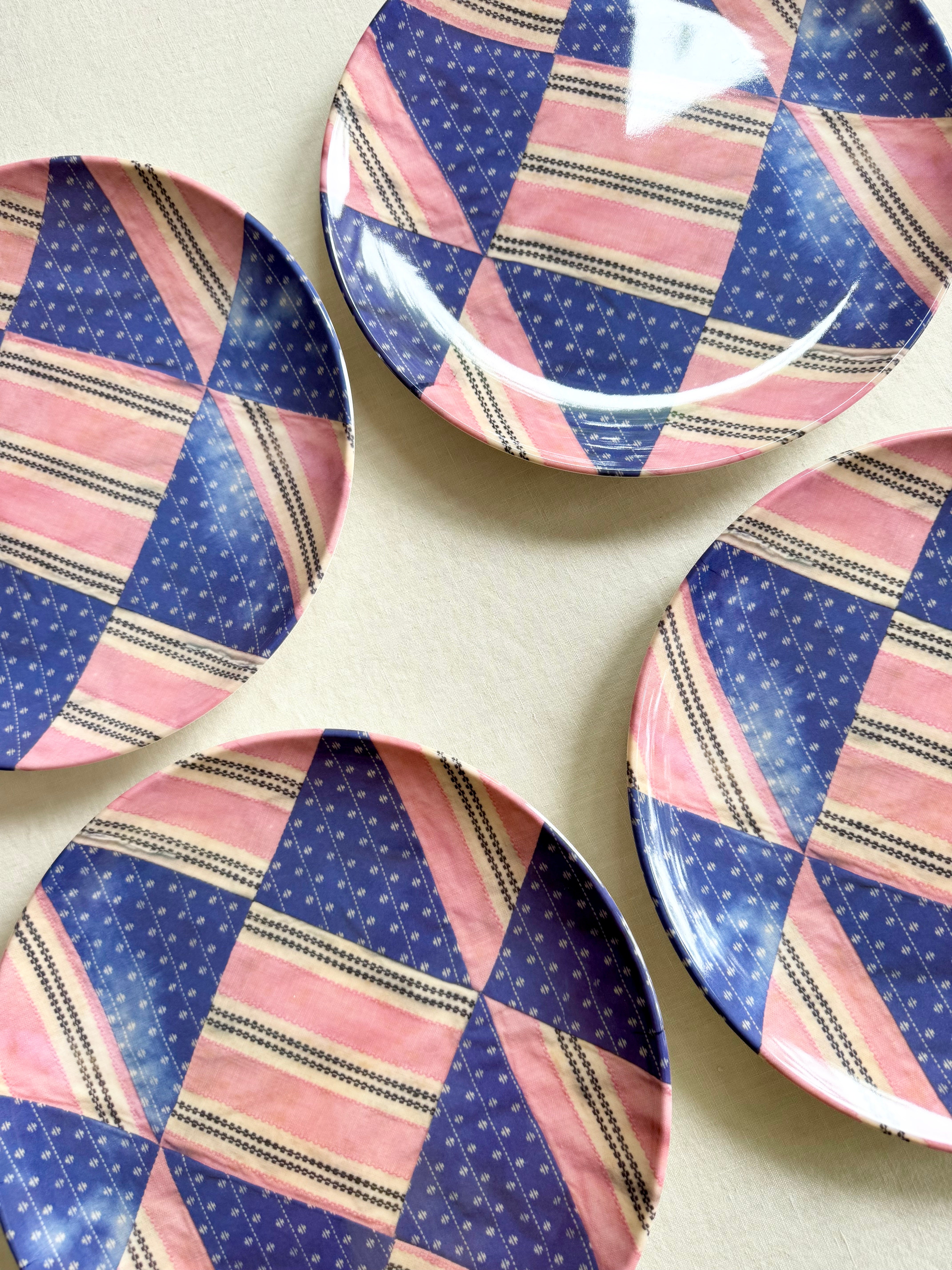 Quilted Dakota Melamine Dinner Plates - S/4