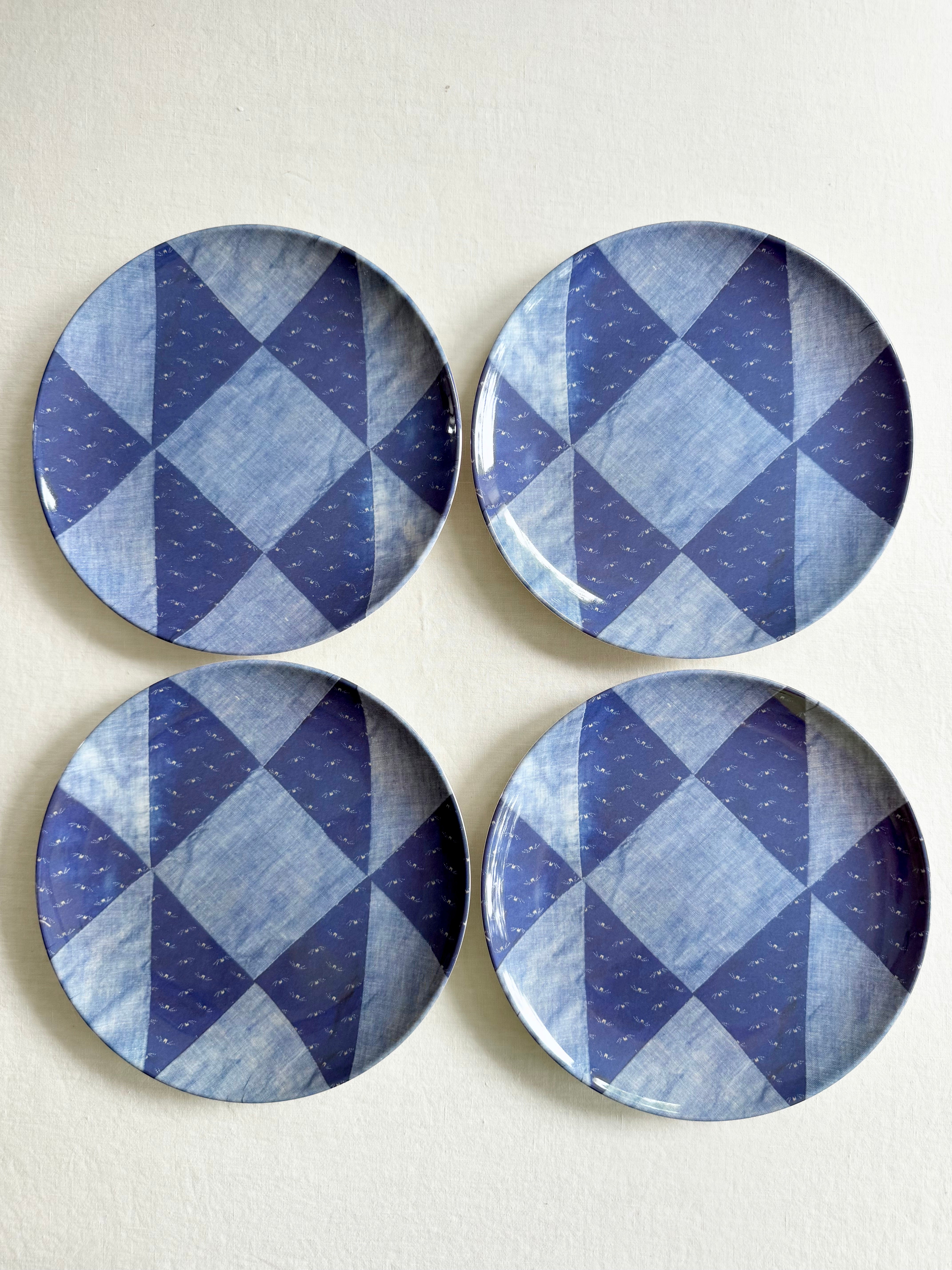Quilted Nebraska Melamine Dinner Plates - S/4