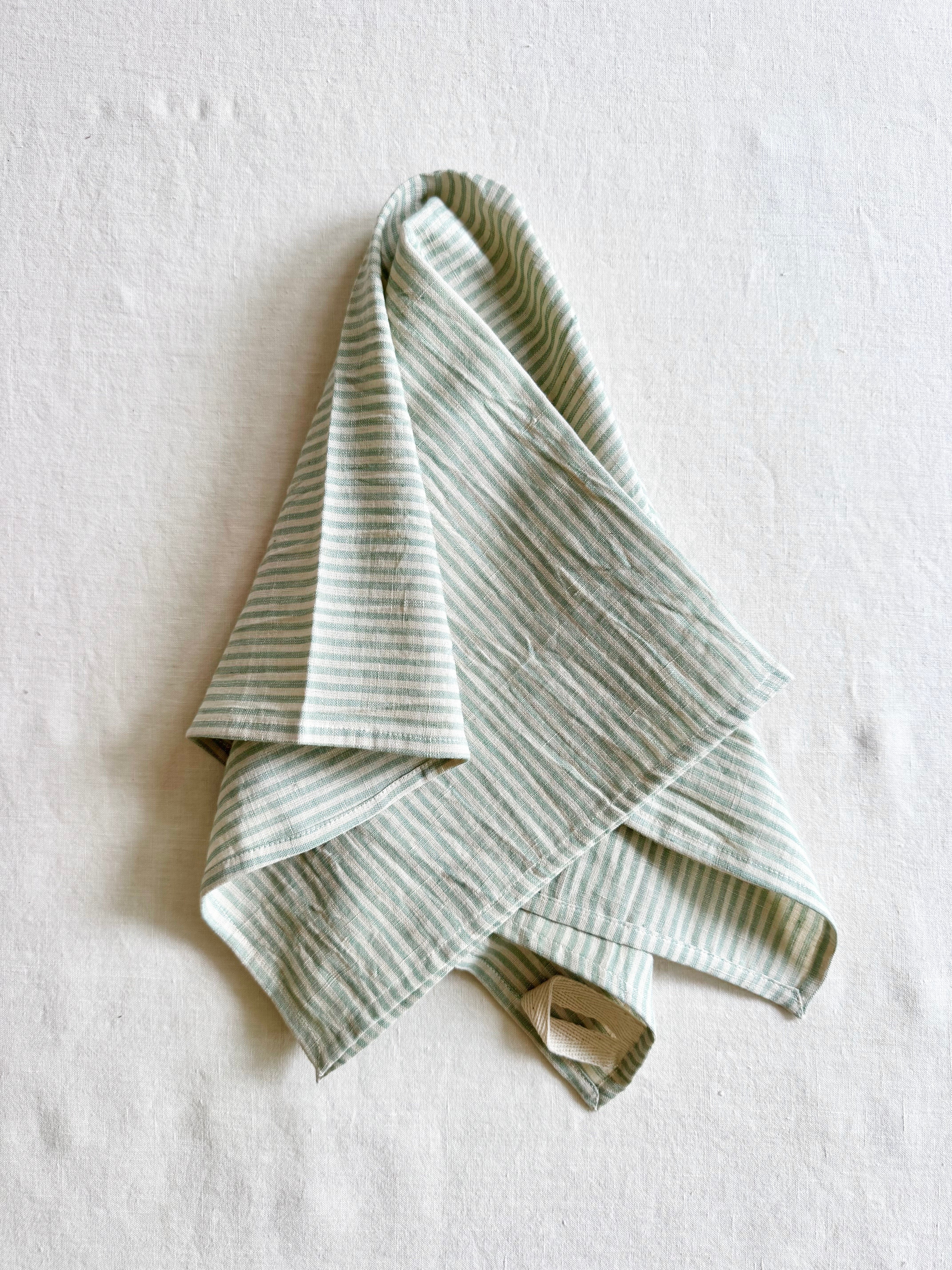 Mara Tea Towel - Blue Green Stripe