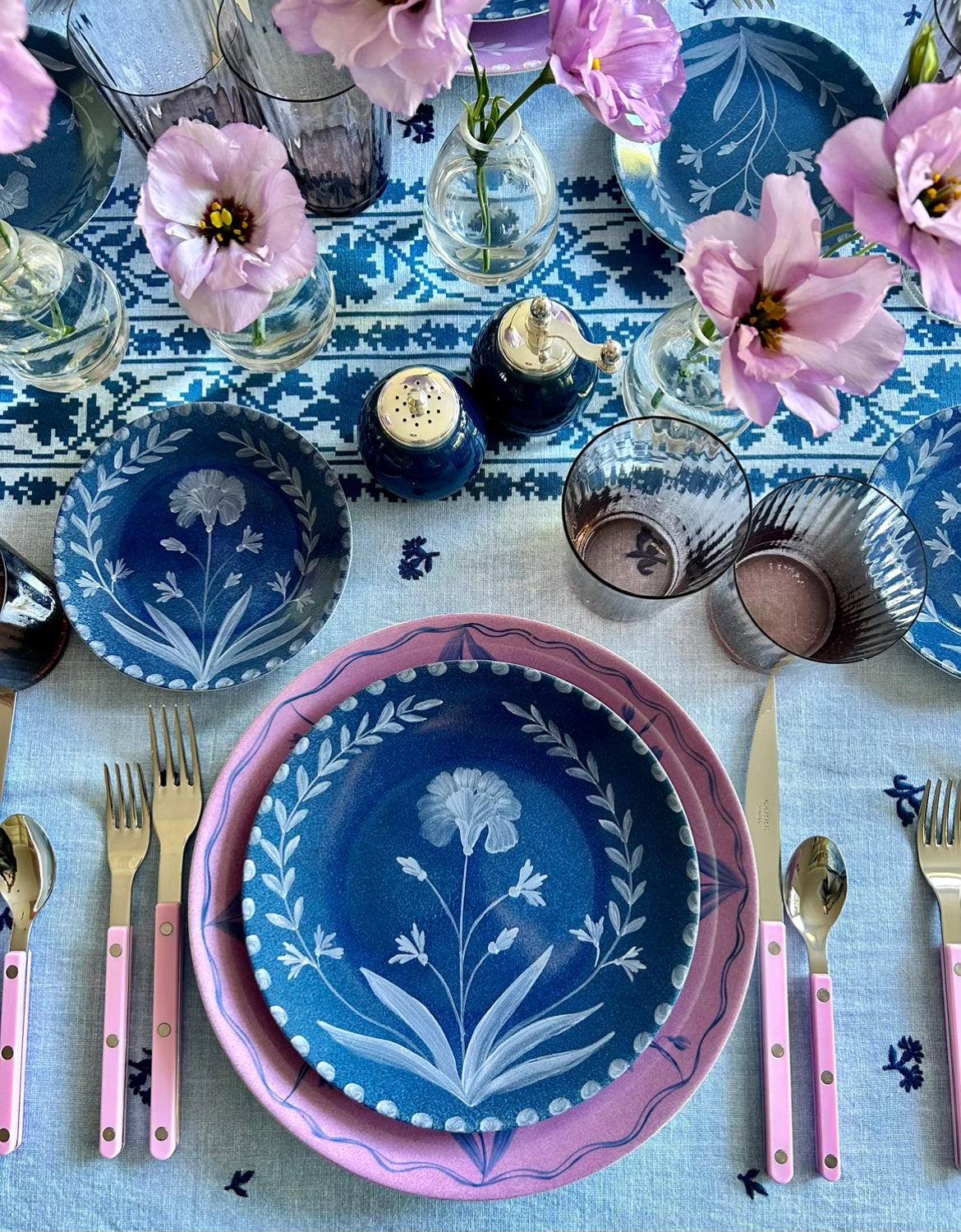 Odessa Embroidered Tablecloth - Lapis