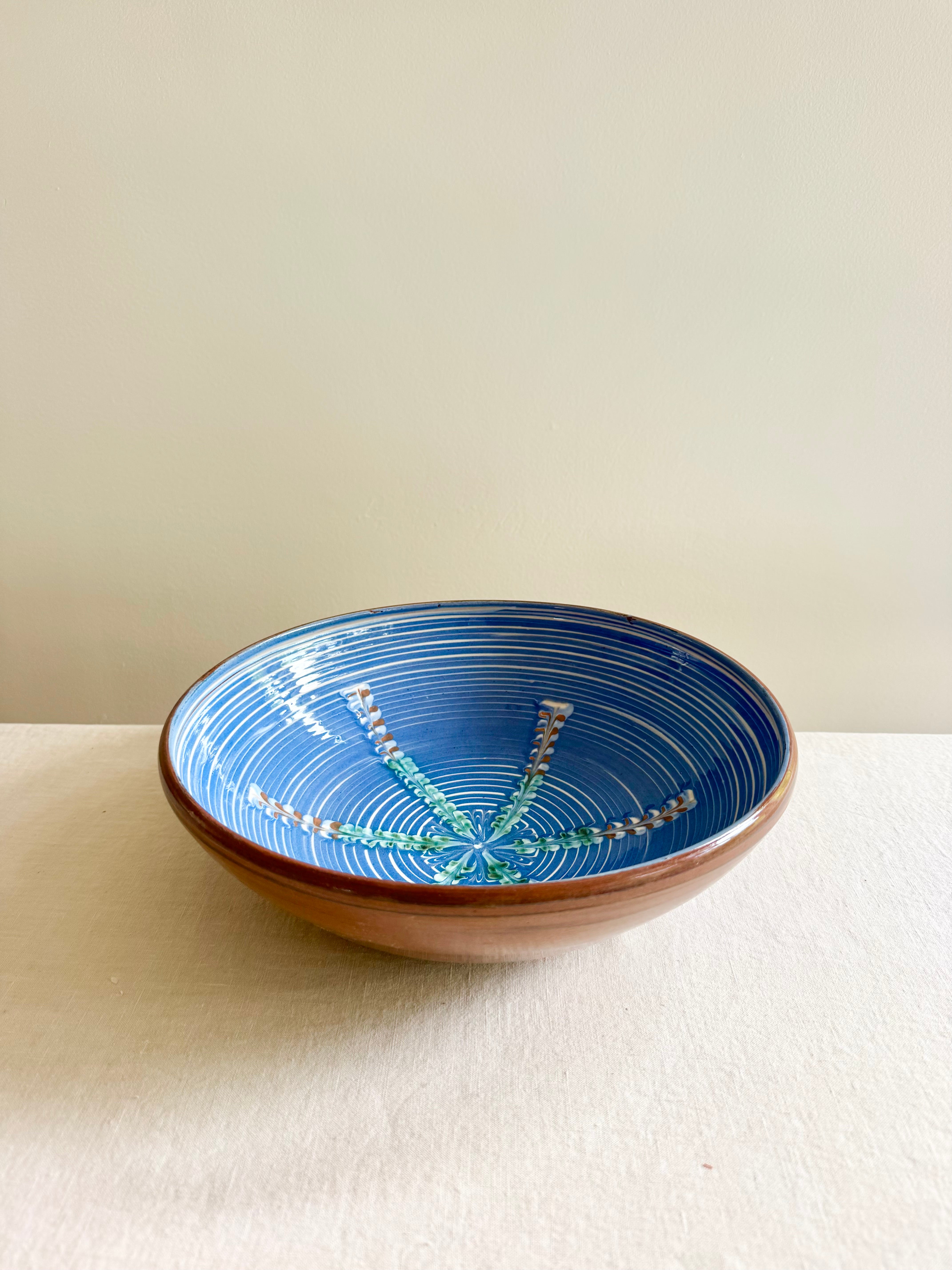 Cornflower Peacock Pasta Bowl - 11"
