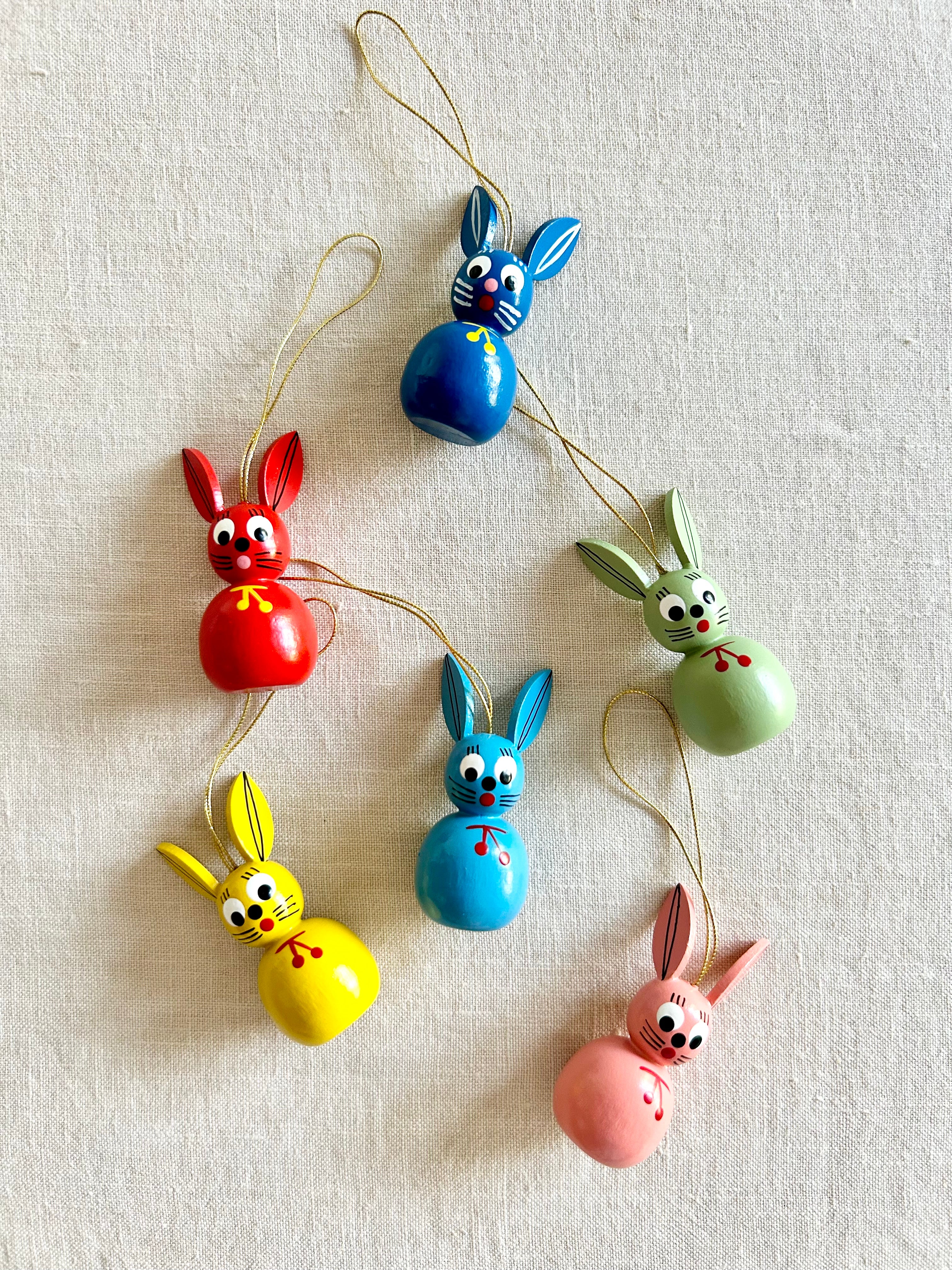 Rainbow Bunny Rabbit Ornaments S/6