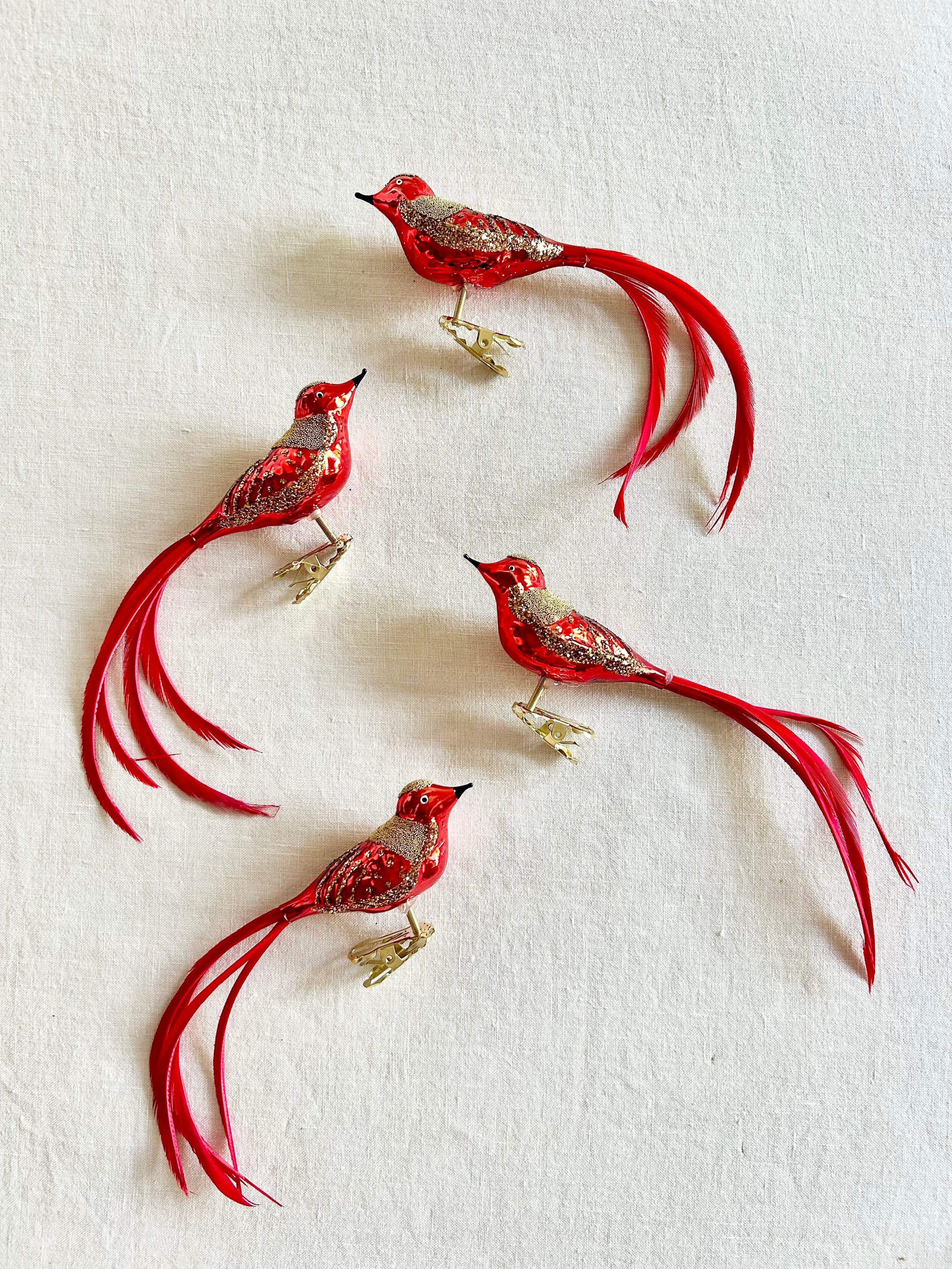 Vermillion Bird Ornaments S/4