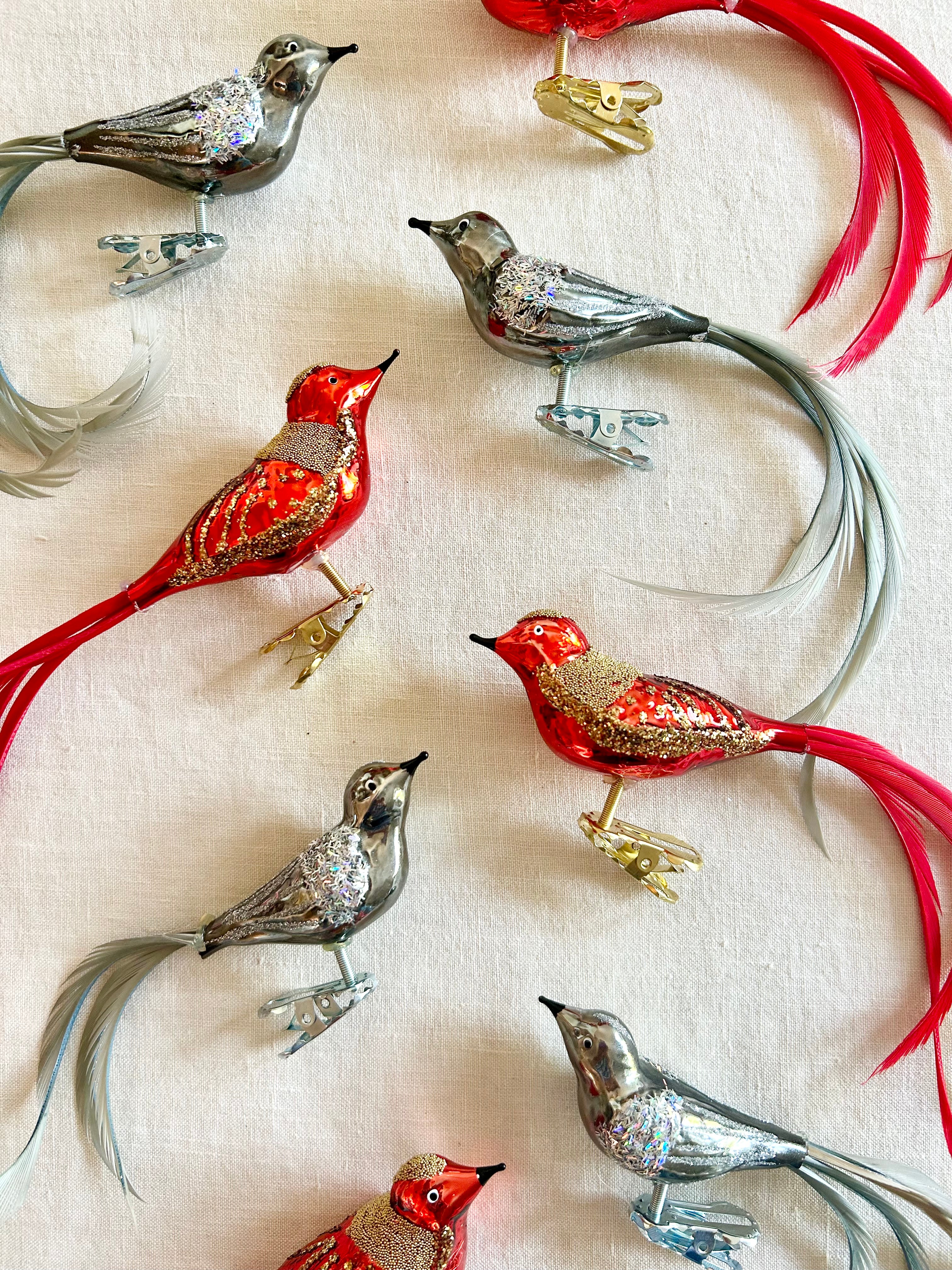 Vermillion Bird Ornaments S/4