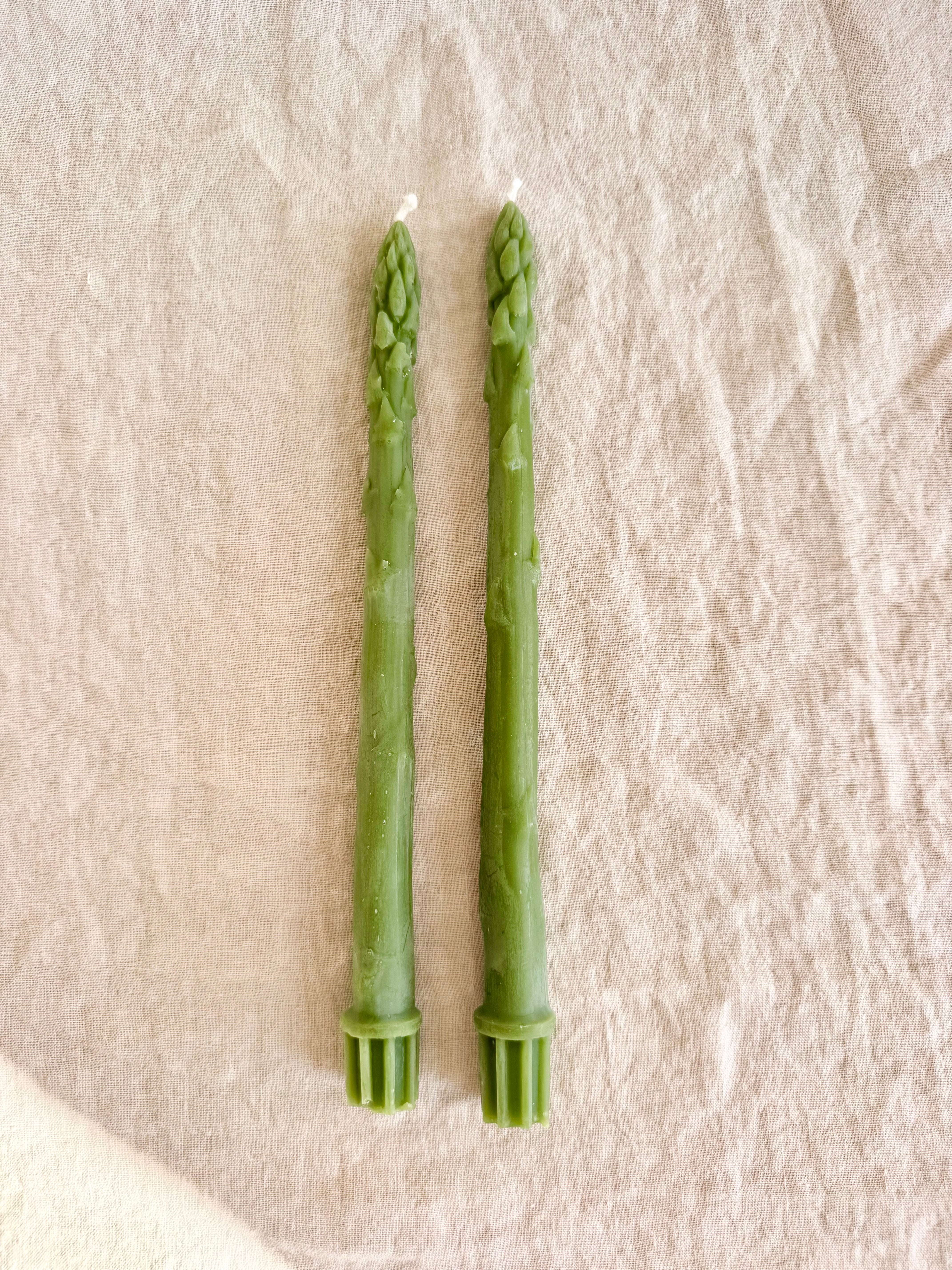 Asparagus Beeswax Taper Candles- S/2