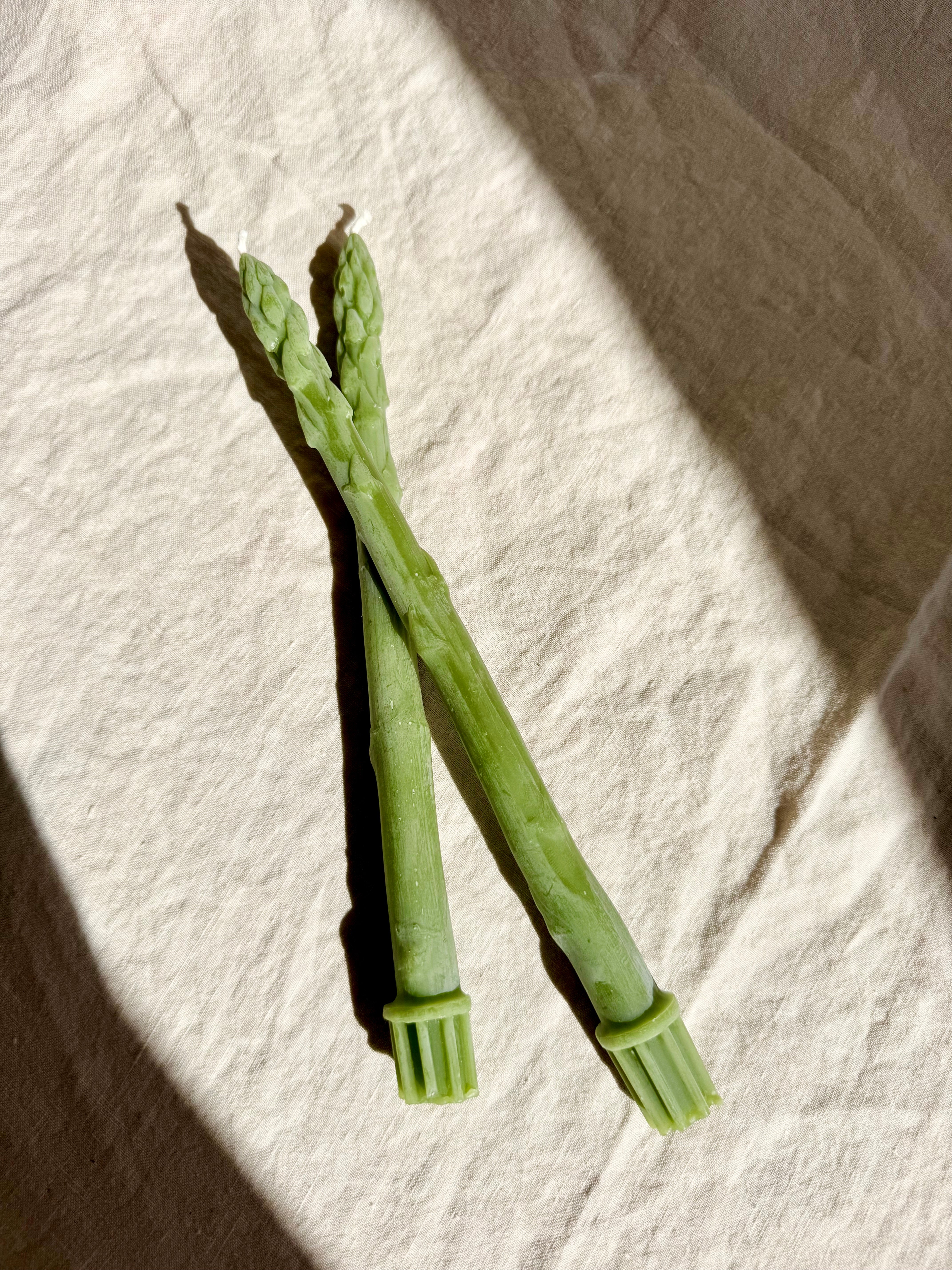 Asparagus Beeswax Taper Candles- S/2