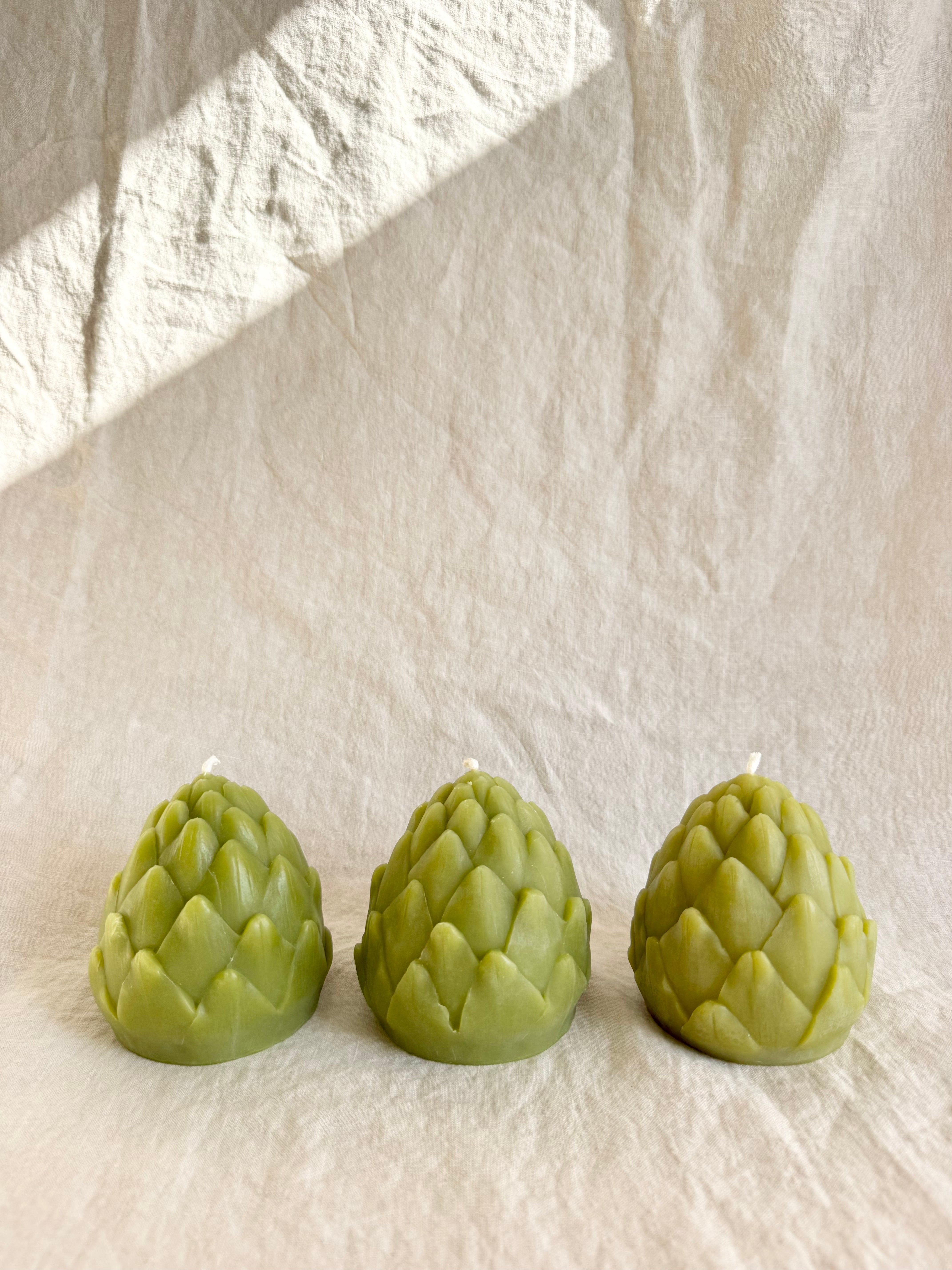Artichoke Beeswax Candle - Green