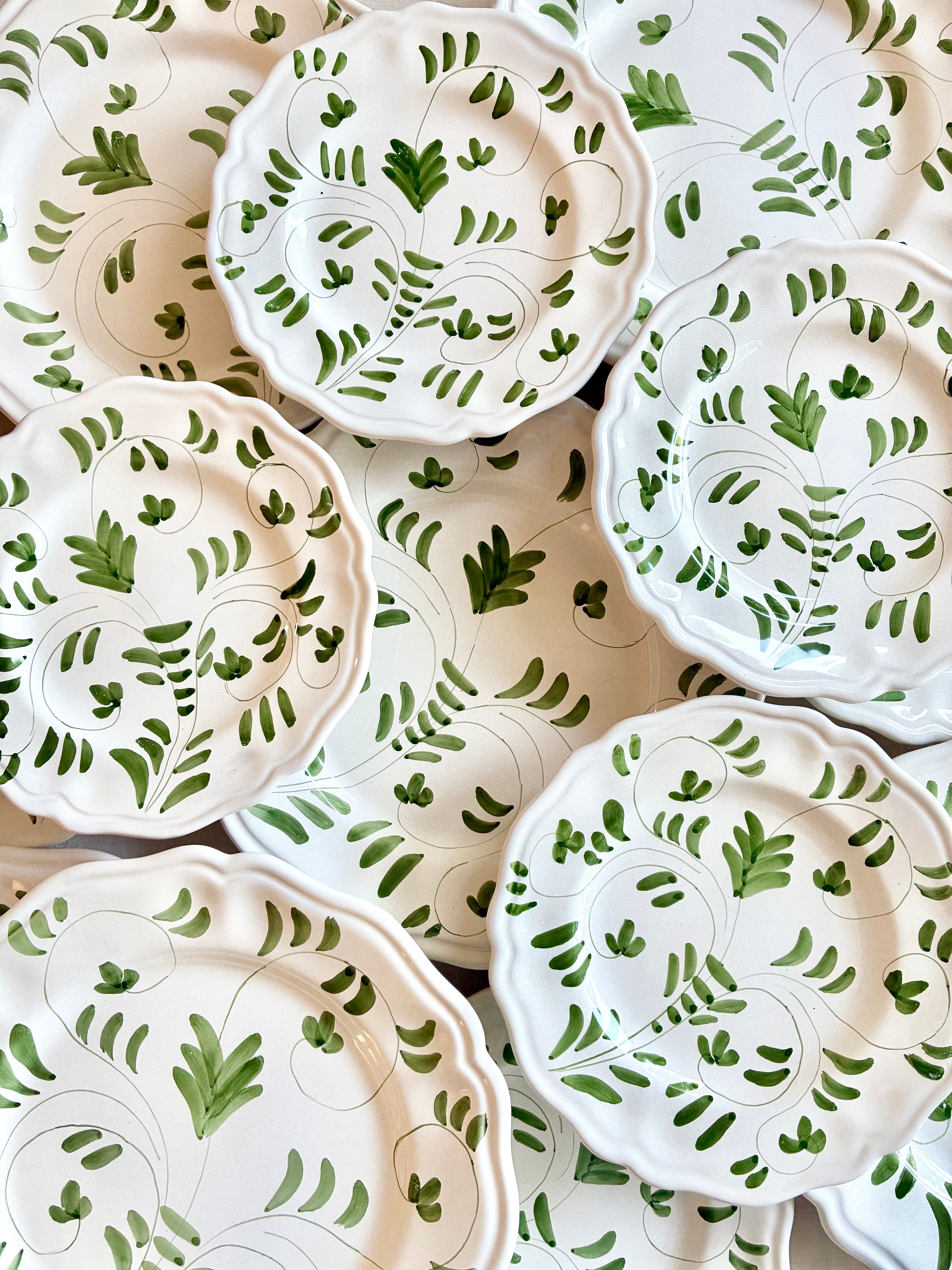 Fresco Dinnerware - White & Emerald