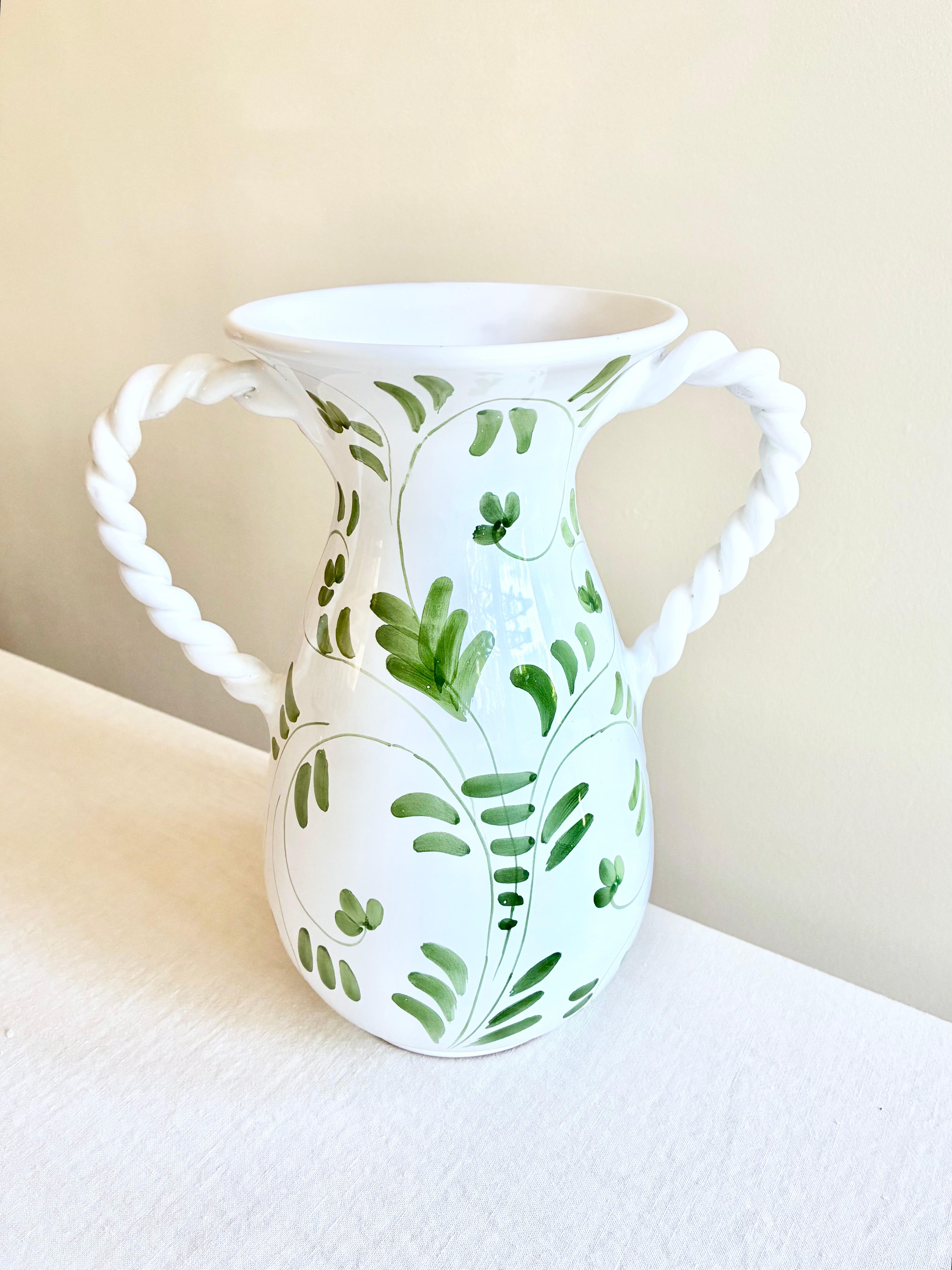 Fresco Mia Vase - White & Emerald