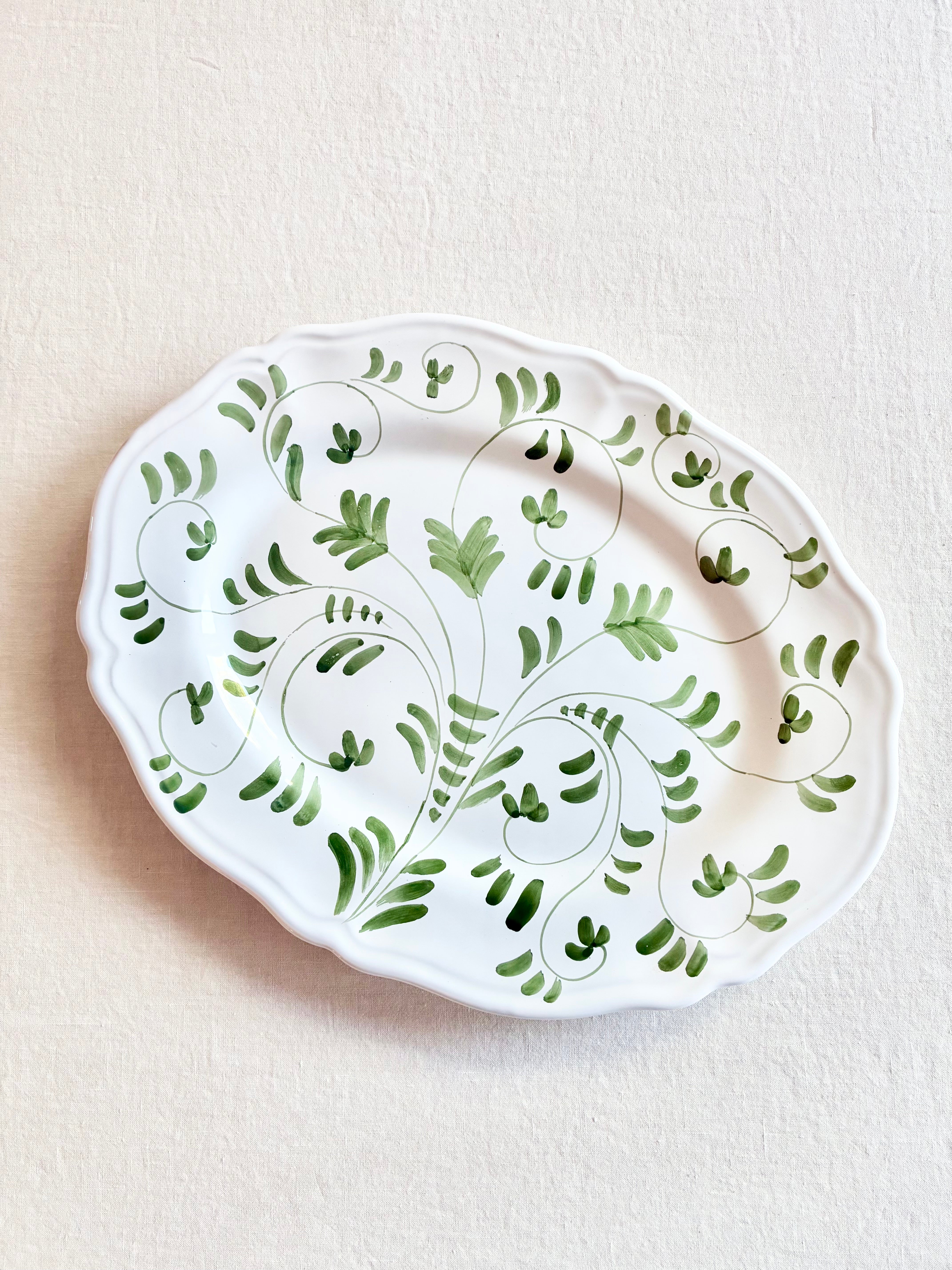 Fresco Platter - White & Emerald
