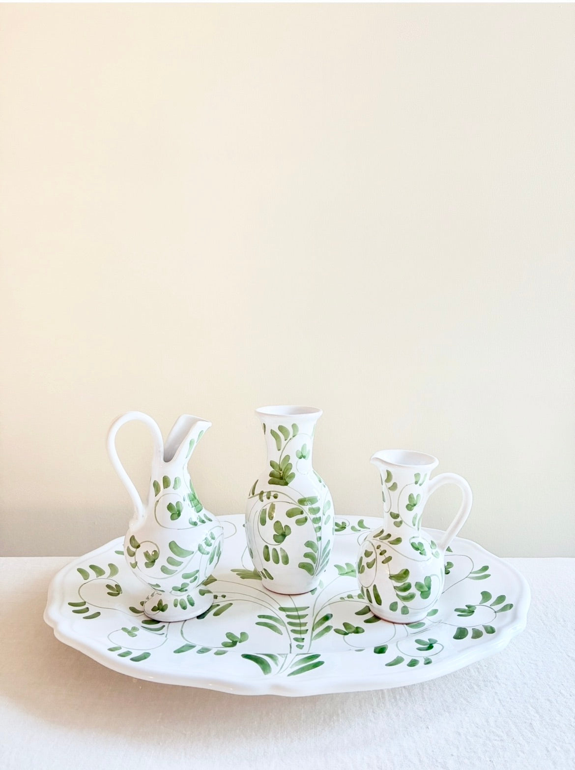 Fresco Platter - White & Emerald