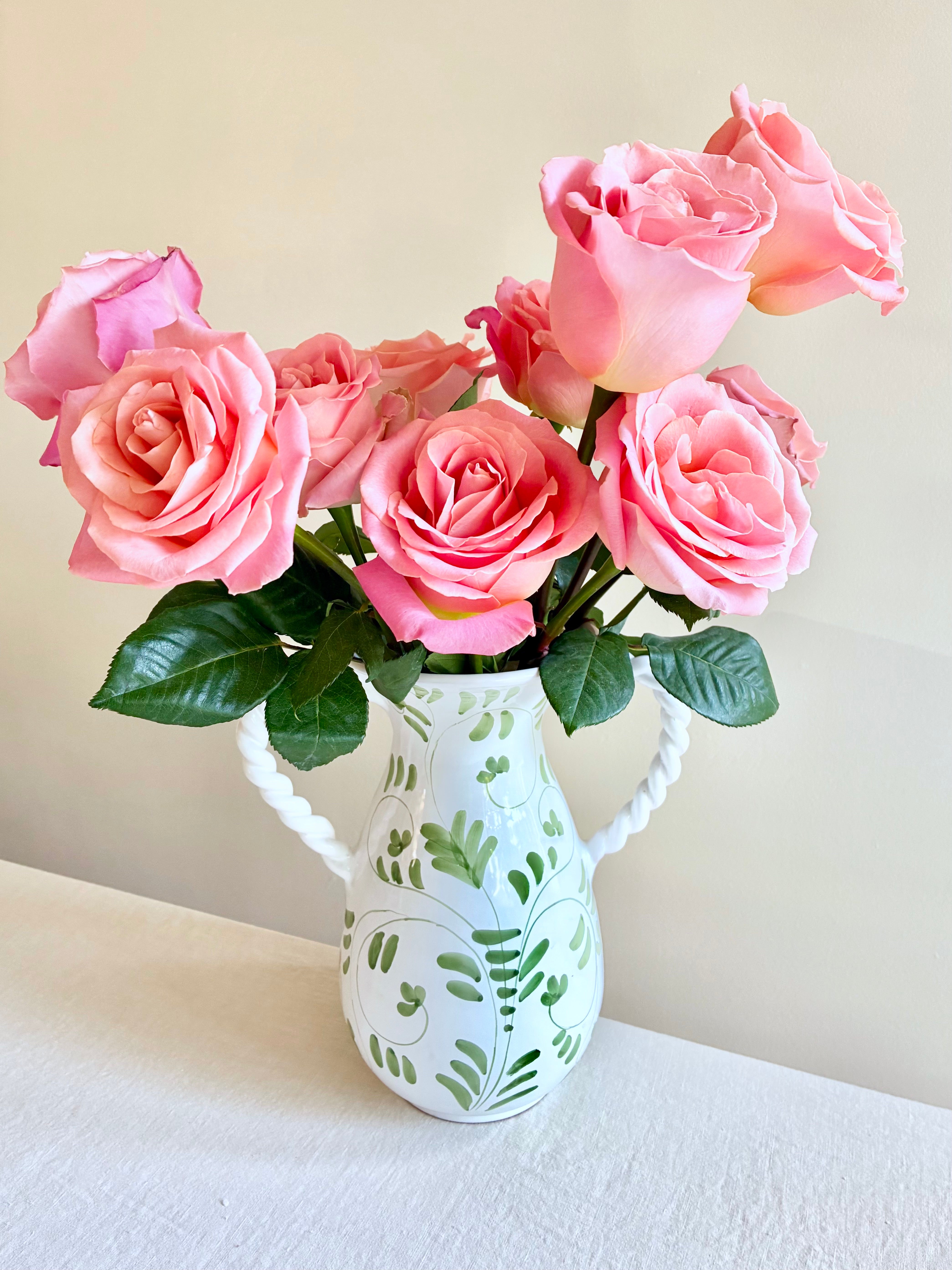 Fresco Mia Vase - White & Emerald