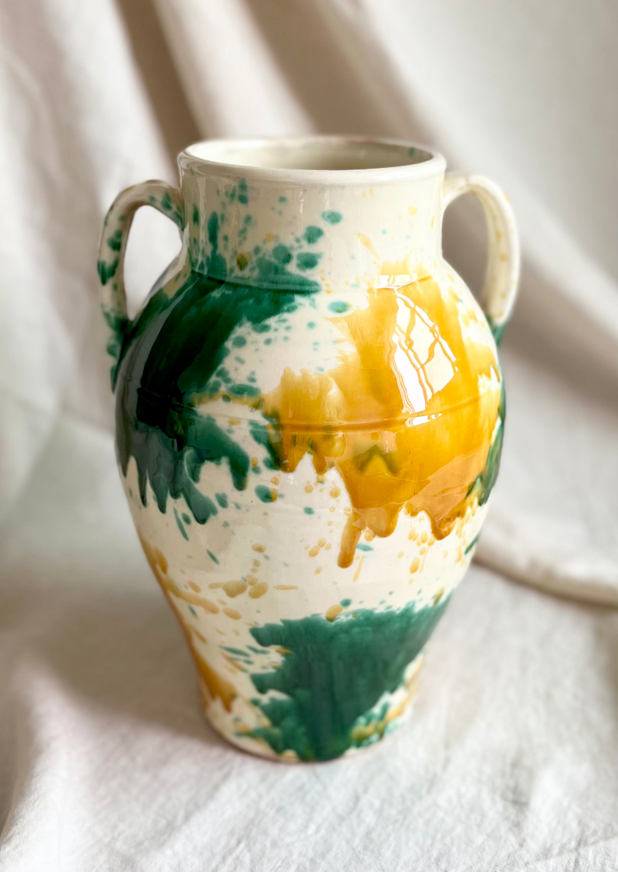 Ostuni Cask Vase - Mustard & Jade