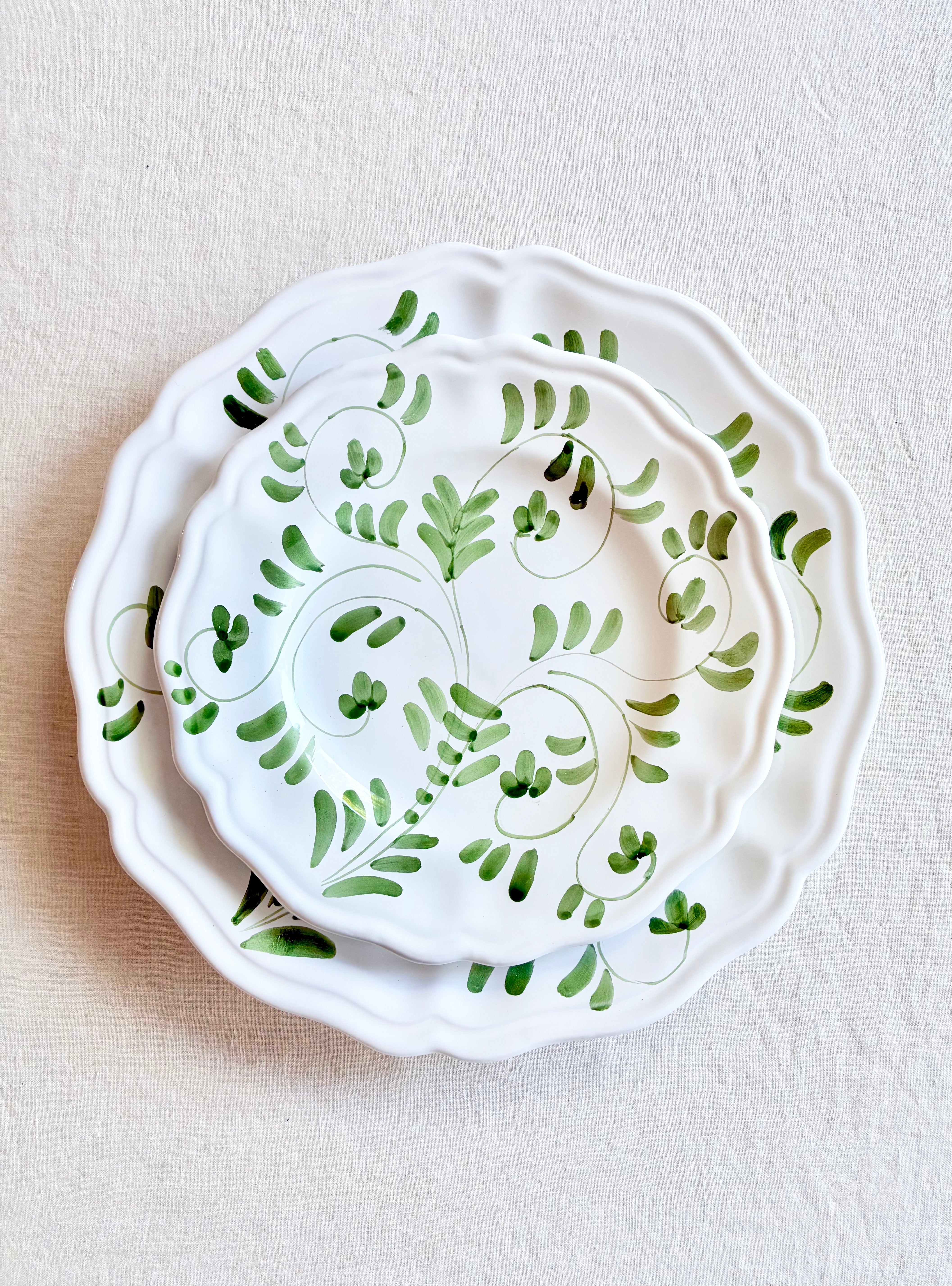 Fresco Dinnerware - White & Emerald
