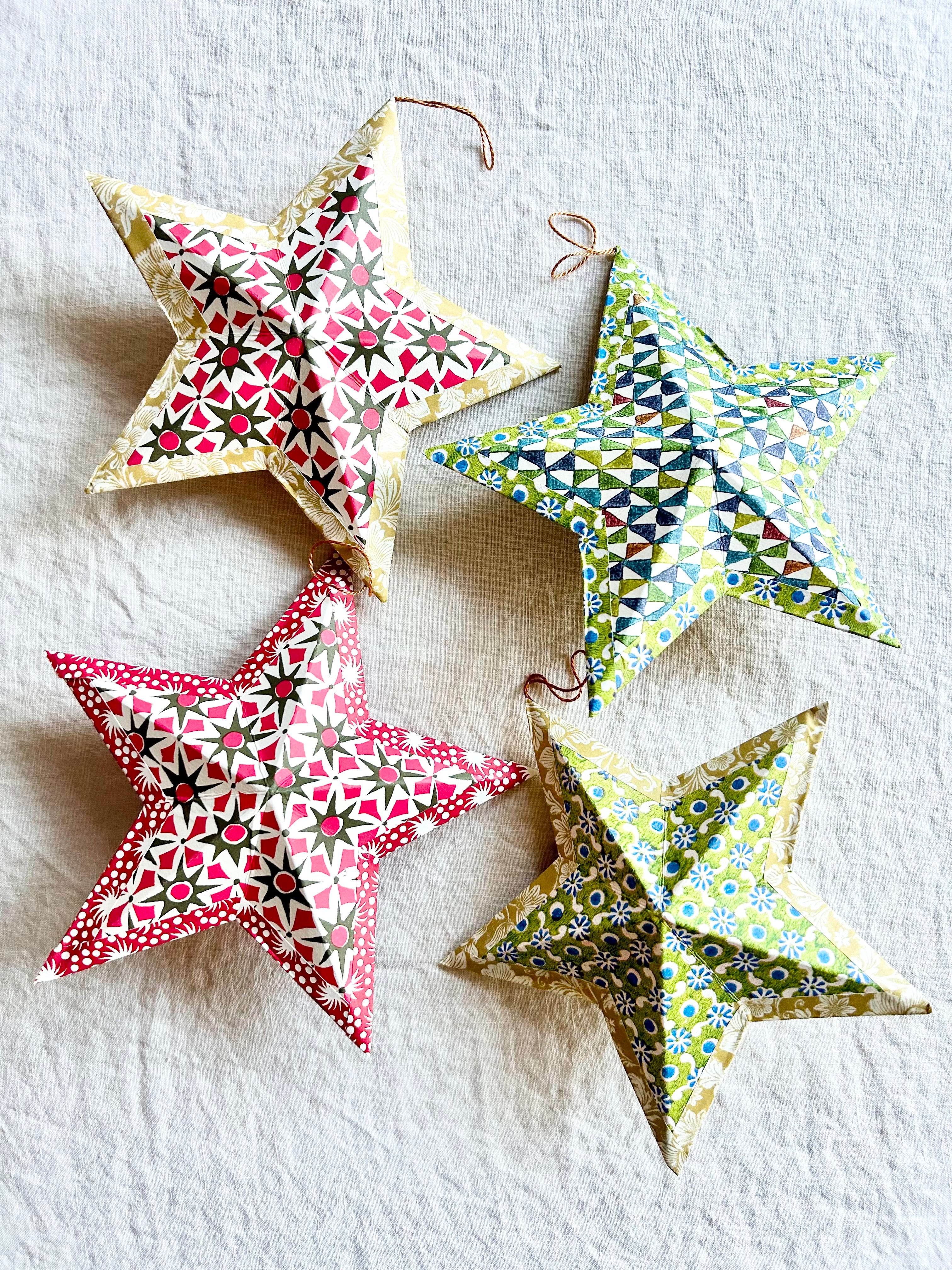 Italian Paper Star Ornament - S/4- VII