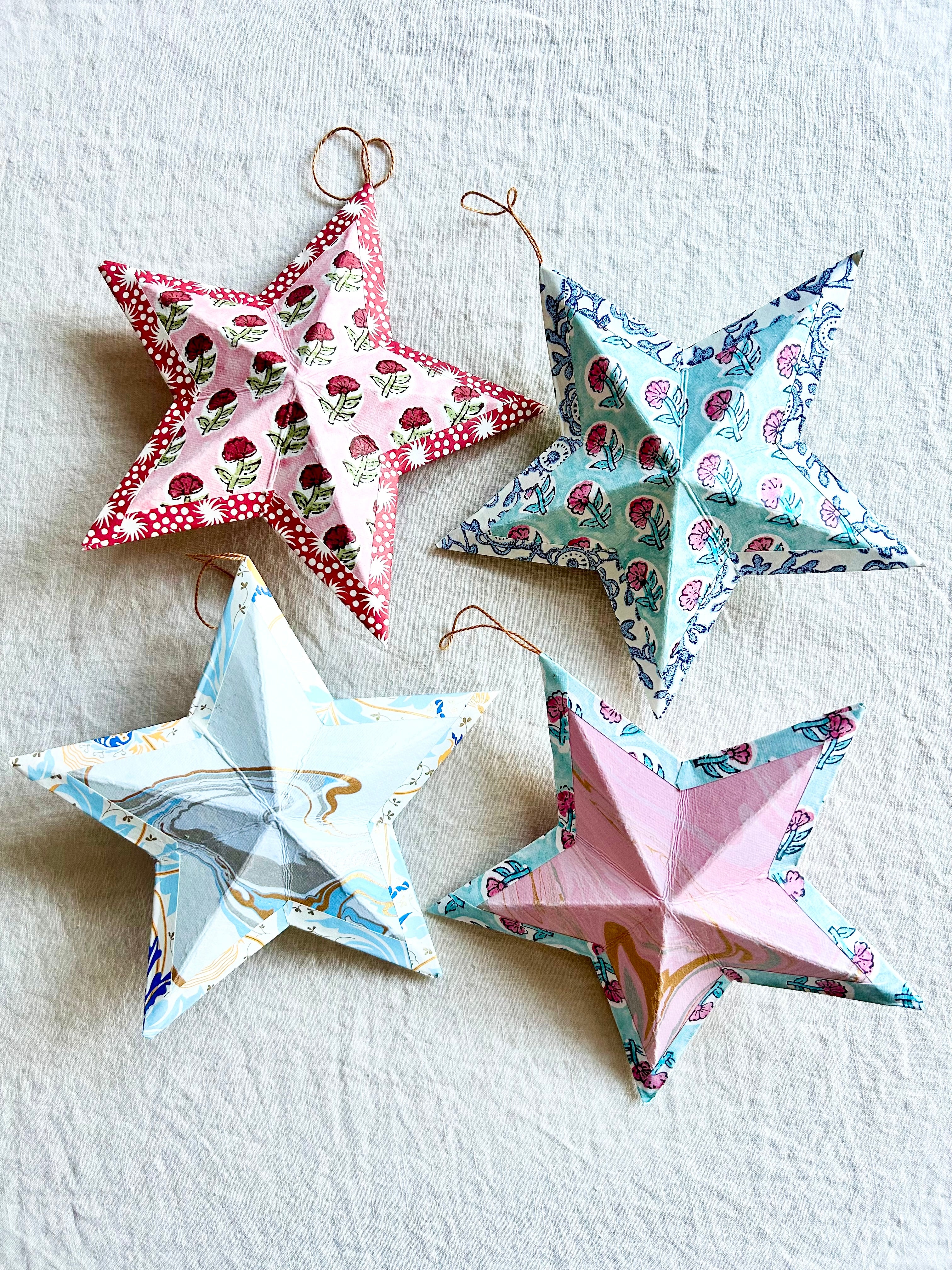 Italian Paper Star Ornament - S/4- IV