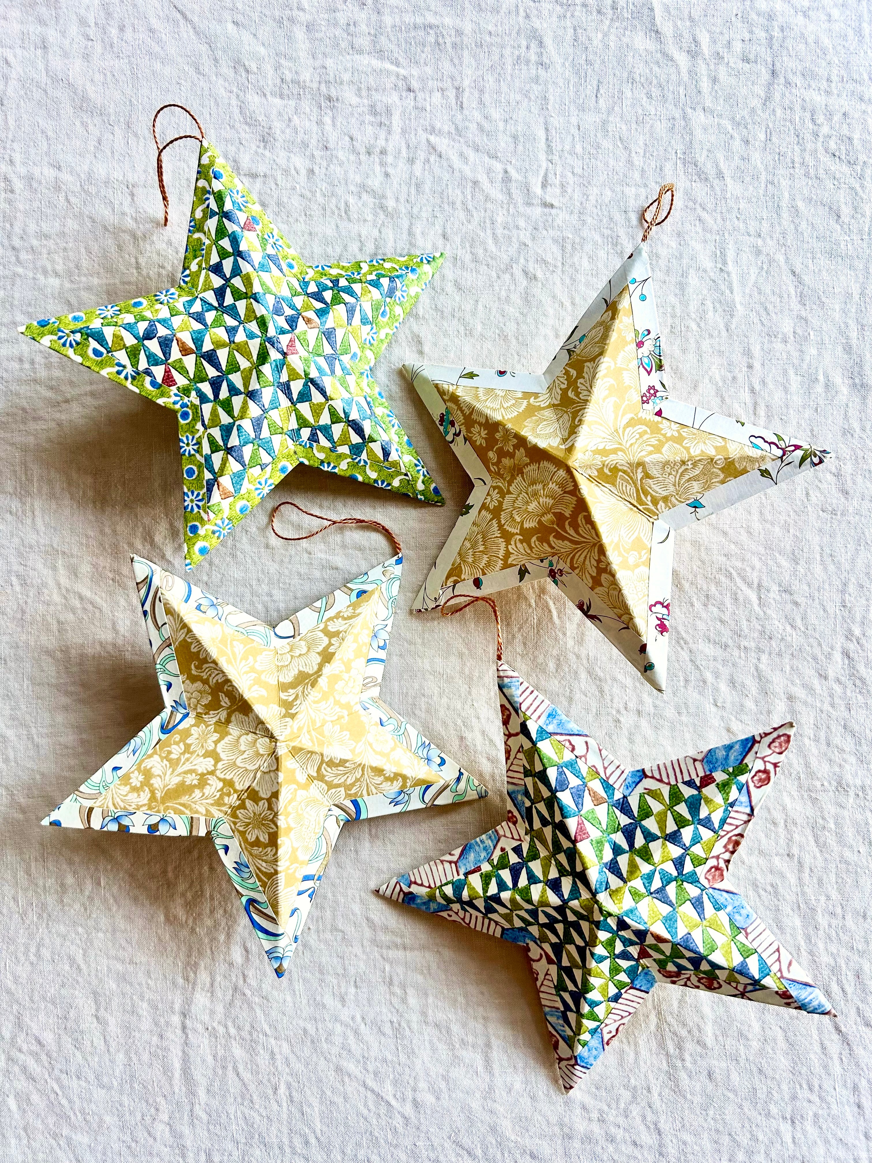 Italian Paper Star Ornament - S/4- VIII