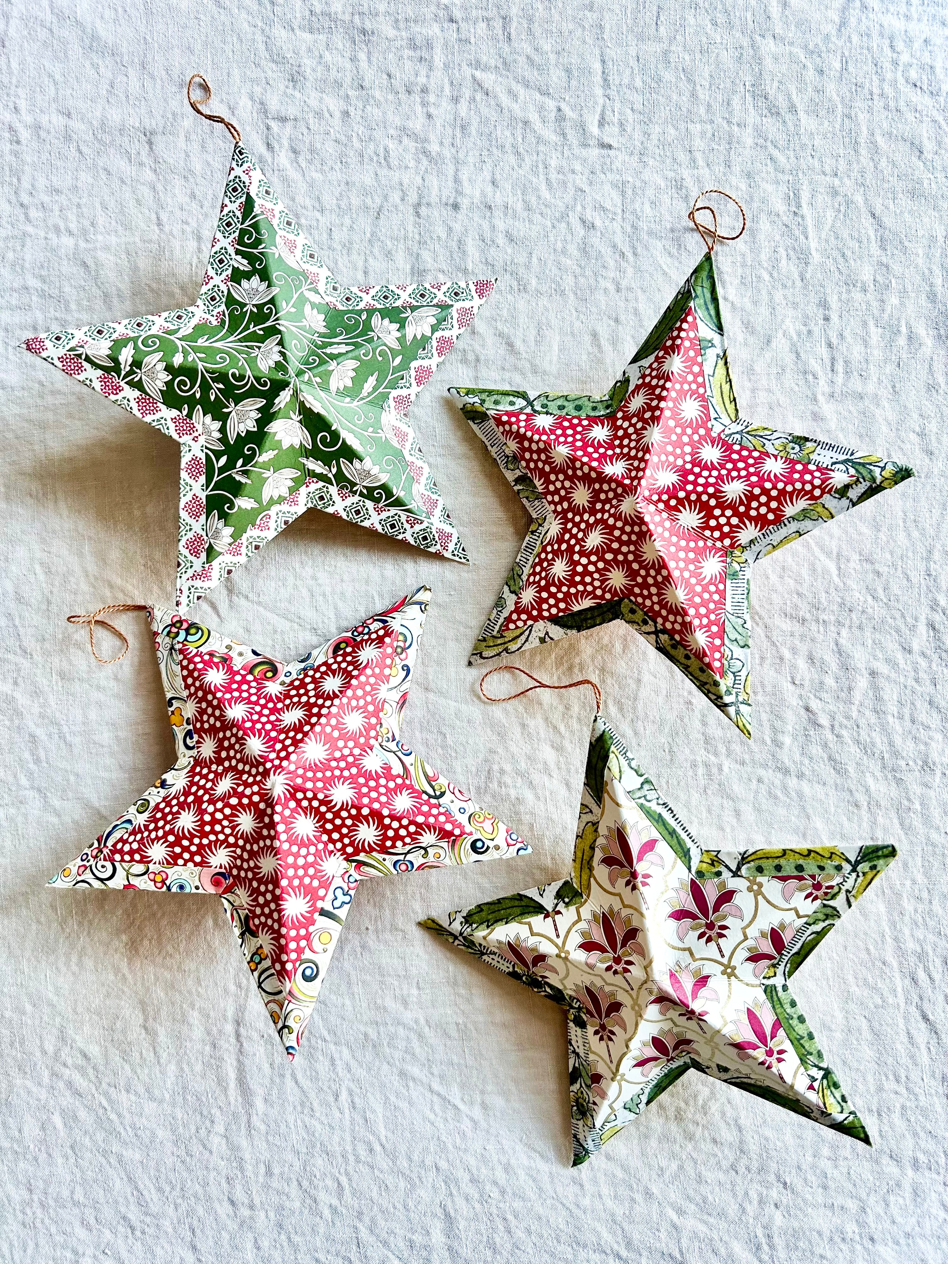 Italian Paper Star Ornament - S/4- V